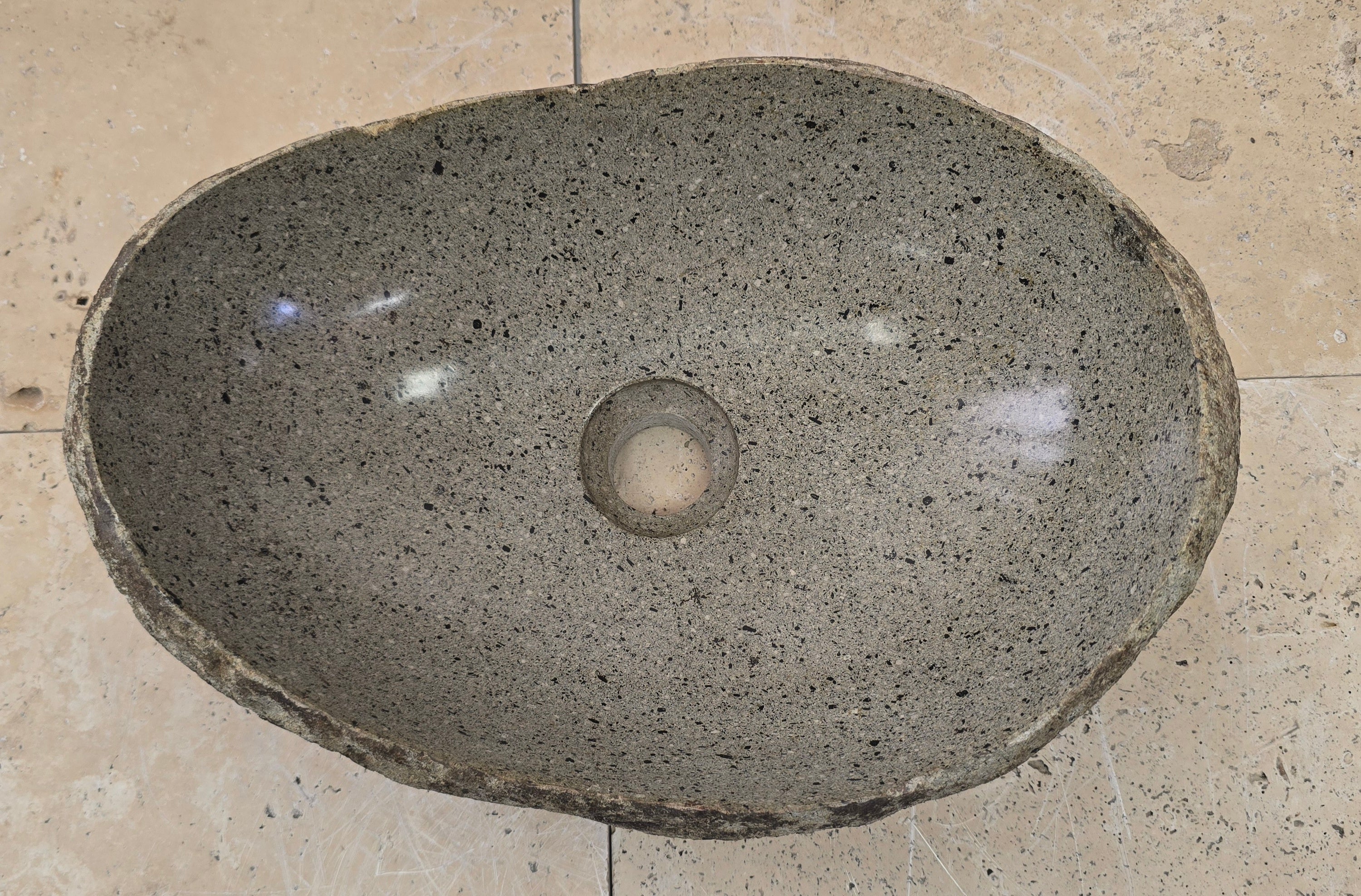 Handmade Natural Oval River Stone  Bathroom Basin  RVM 2409055
