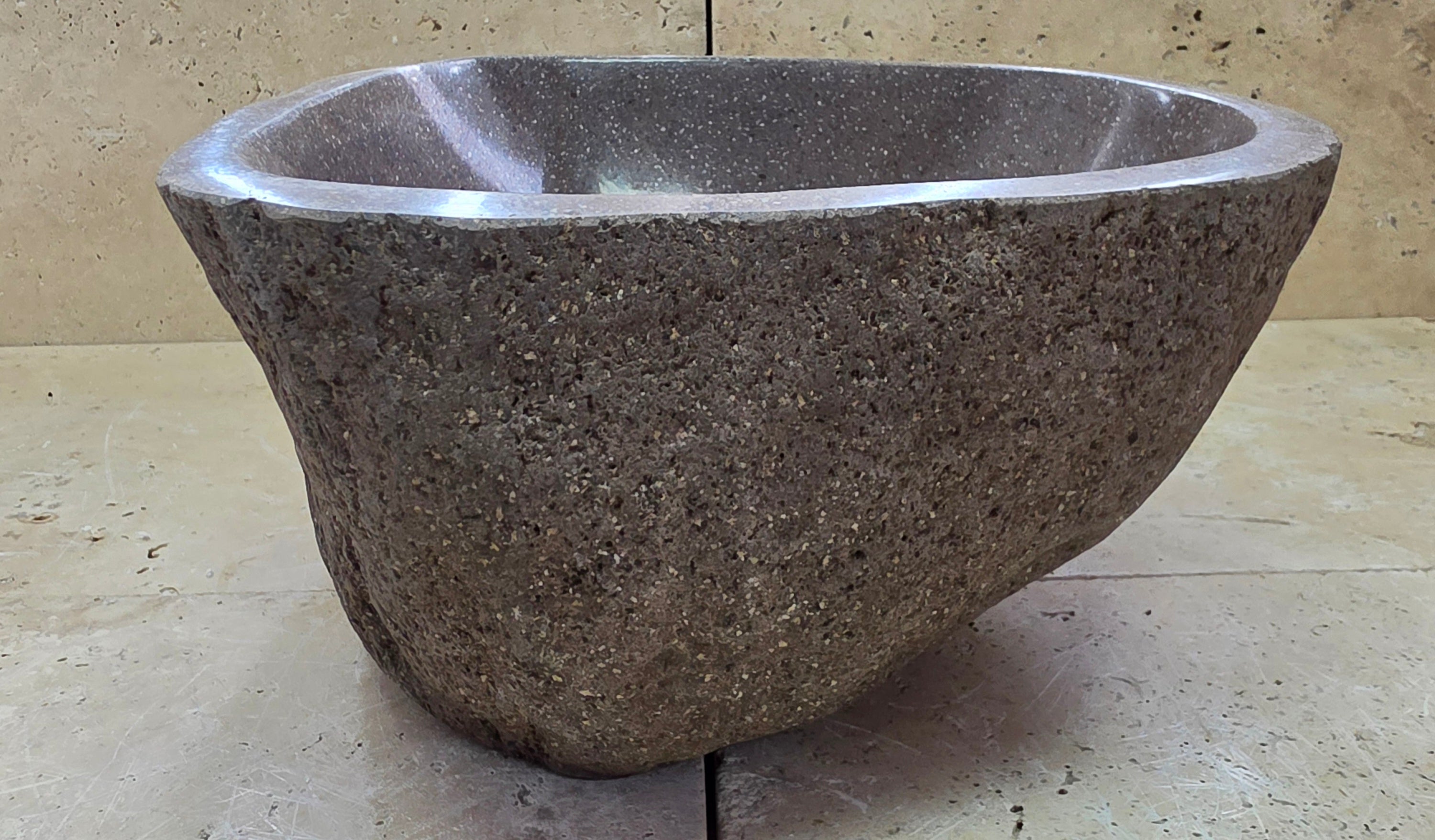 Handmade Natural Oval River Stone  Bathroom Basin  RS 2409030