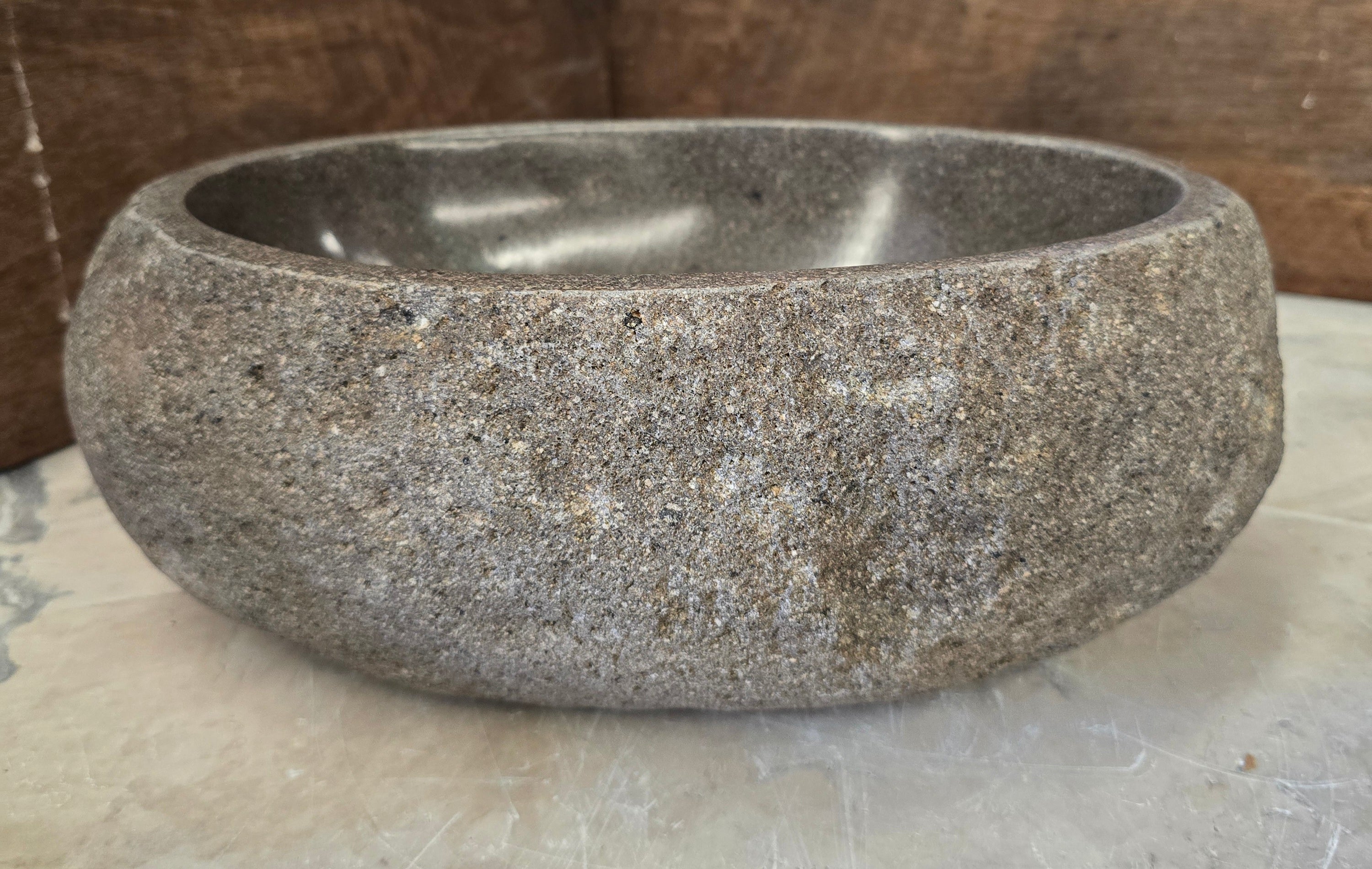 Handmade Natural Oval River Stone  Bathroom Basin  RS 2409089