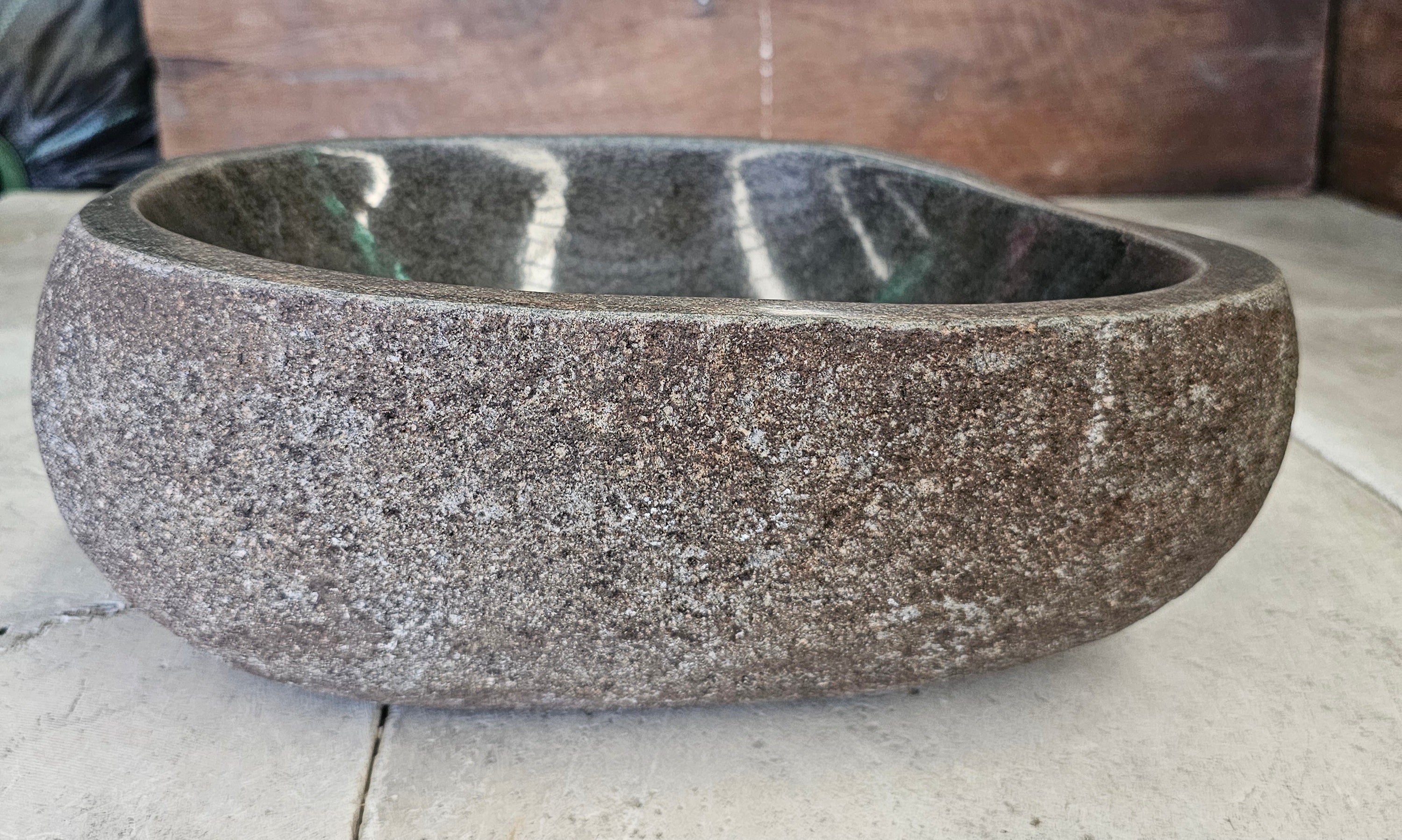 Handmade Natural Oval River Stone  Bathroom Basin  RS 2409099
