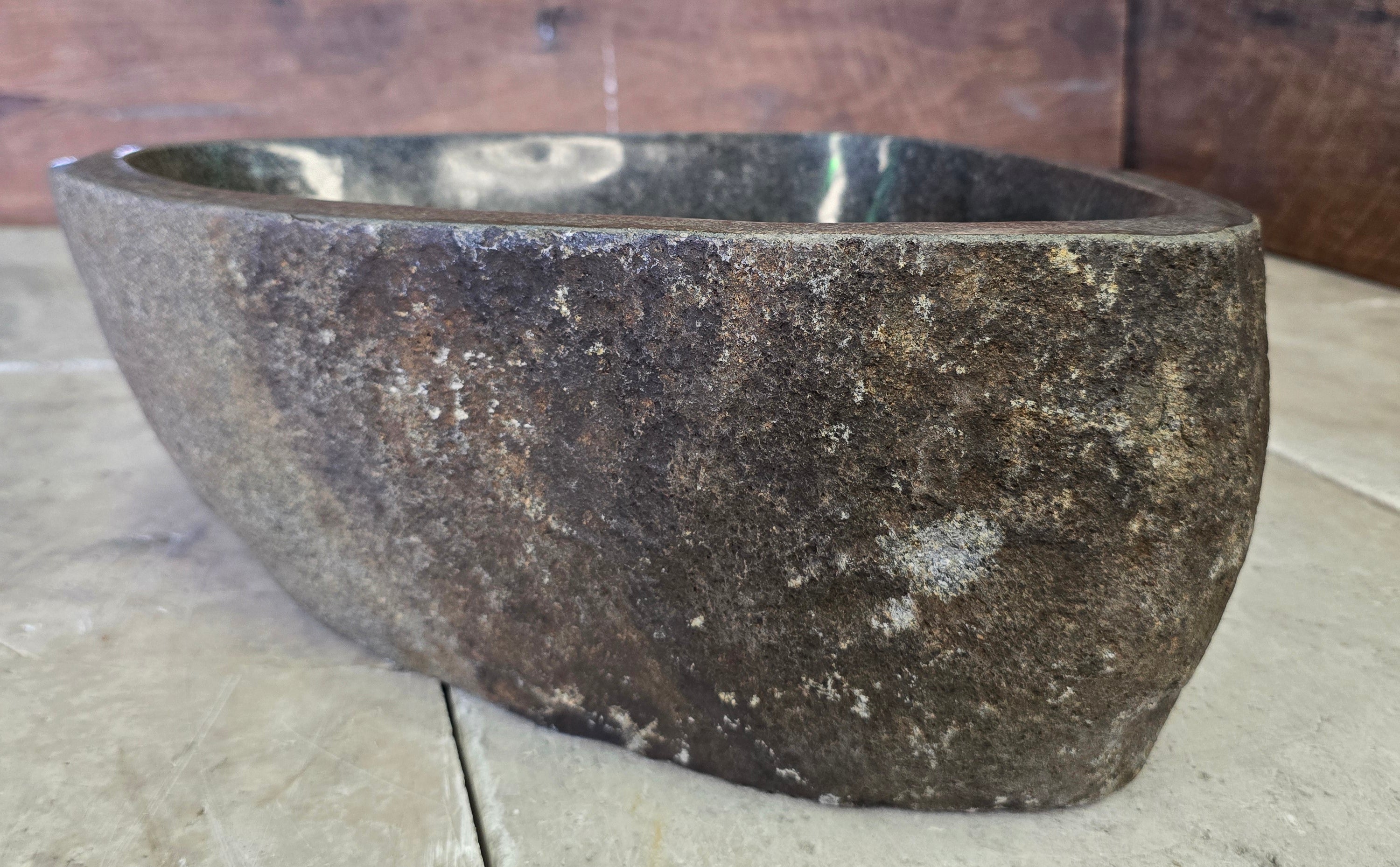 Handmade Natural Oval River Stone  Bathroom Basin  RS 2409012
