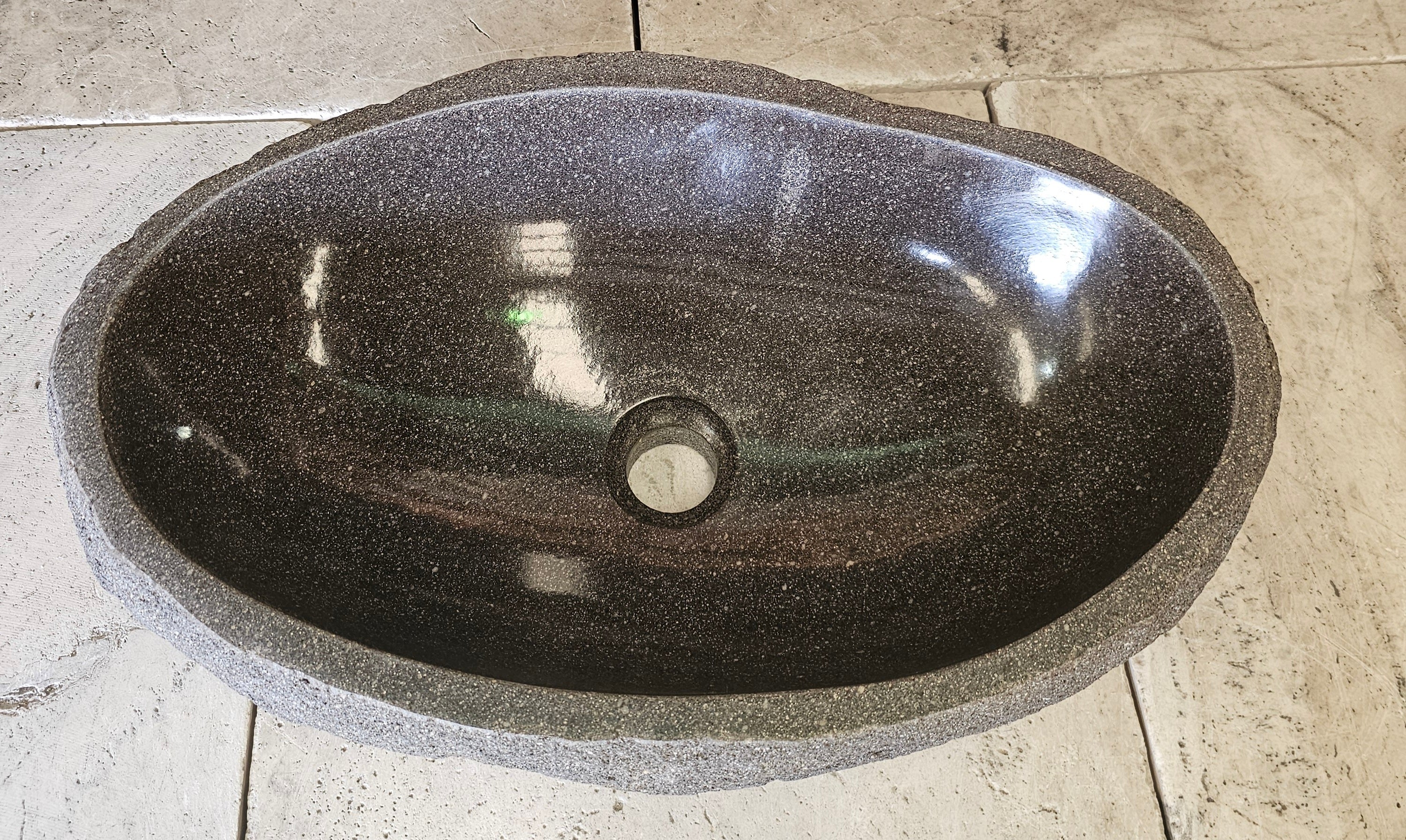 Handmade Natural Oval River Stone  Bathroom Basin  RL 240951