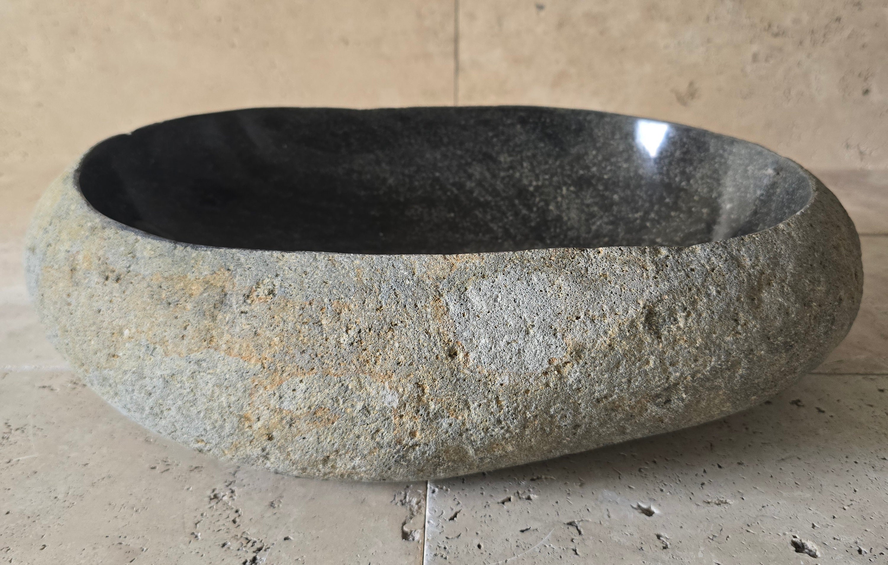 Handmade Natural Oval River Stone  Bathroom Basin  RVM 2409036