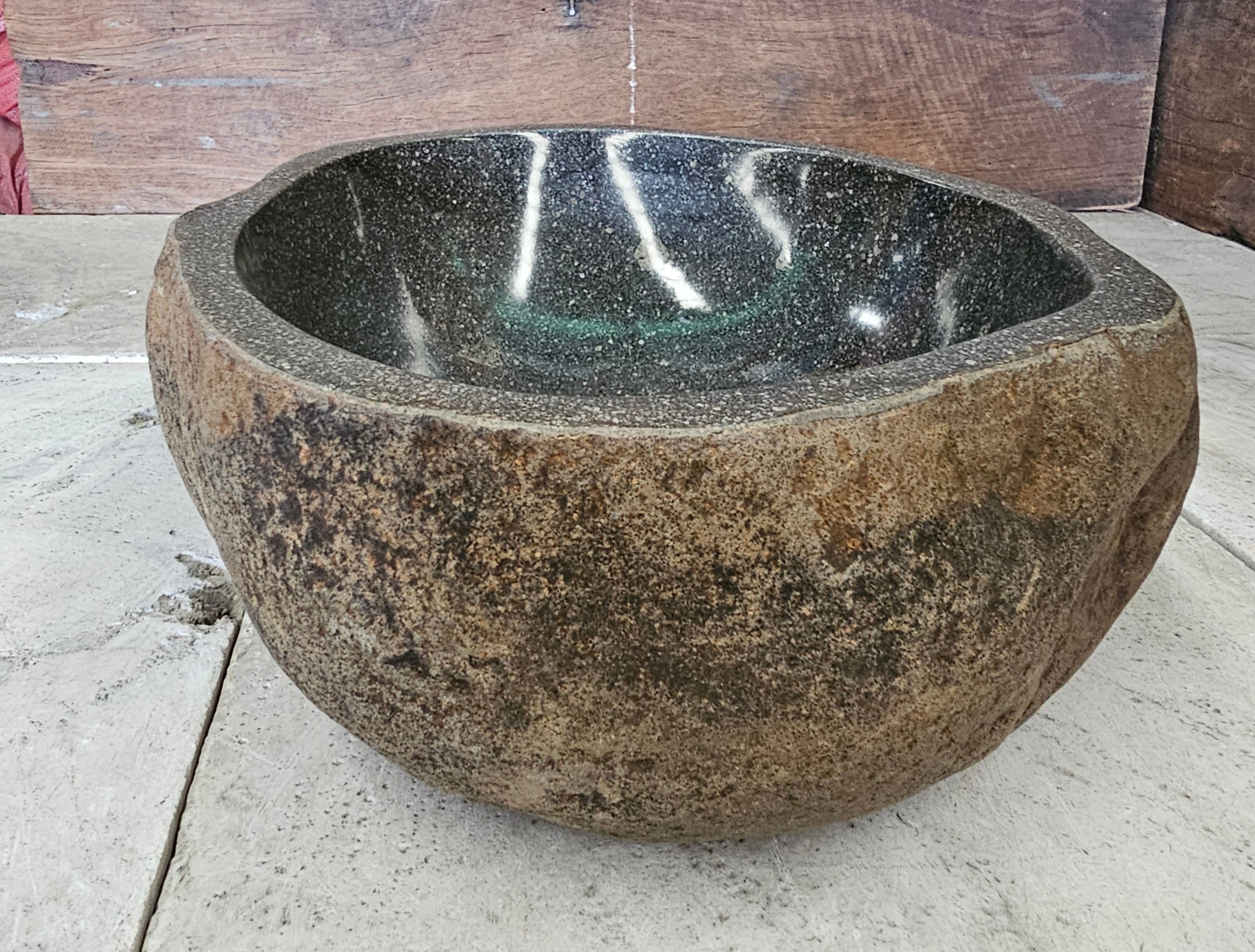Handmade Natural Oval River Stone  Bathroom Basin  RM 2409004