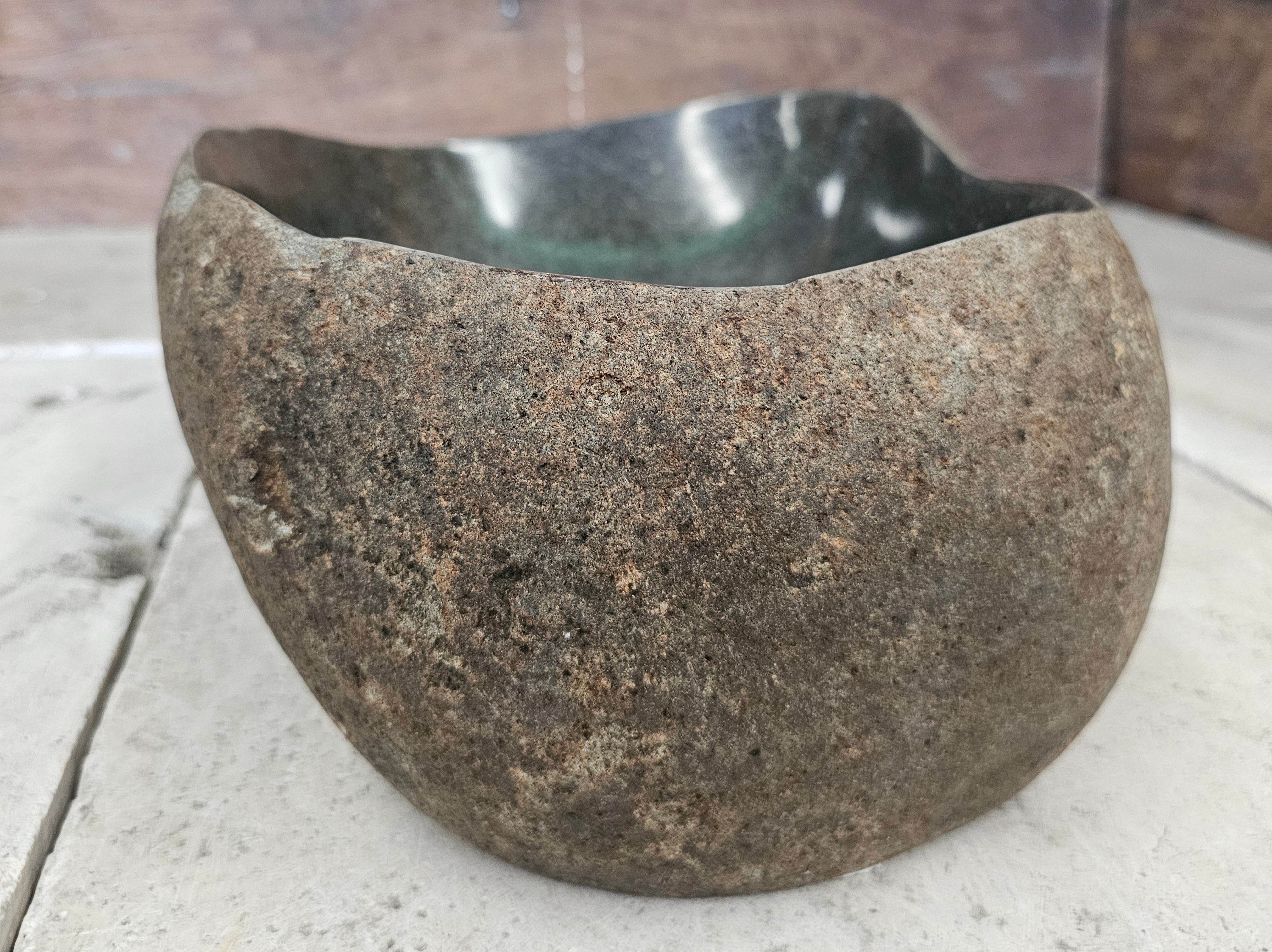Handmade Natural Oval River Stone  Bathroom Basin  RVM 2409039