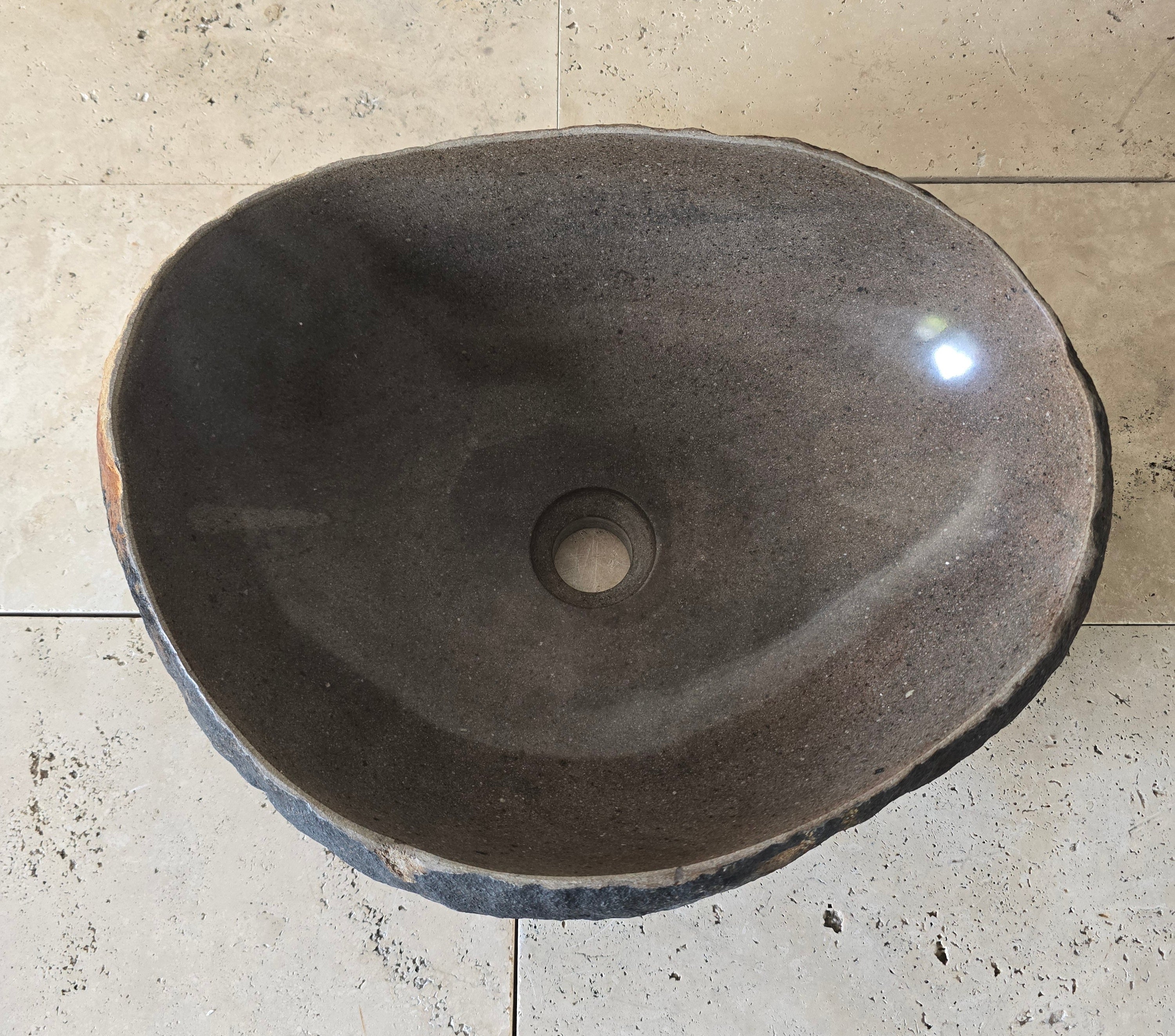 Handmade Natural Oval River Stone  Bathroom Basin  RVM 2409023