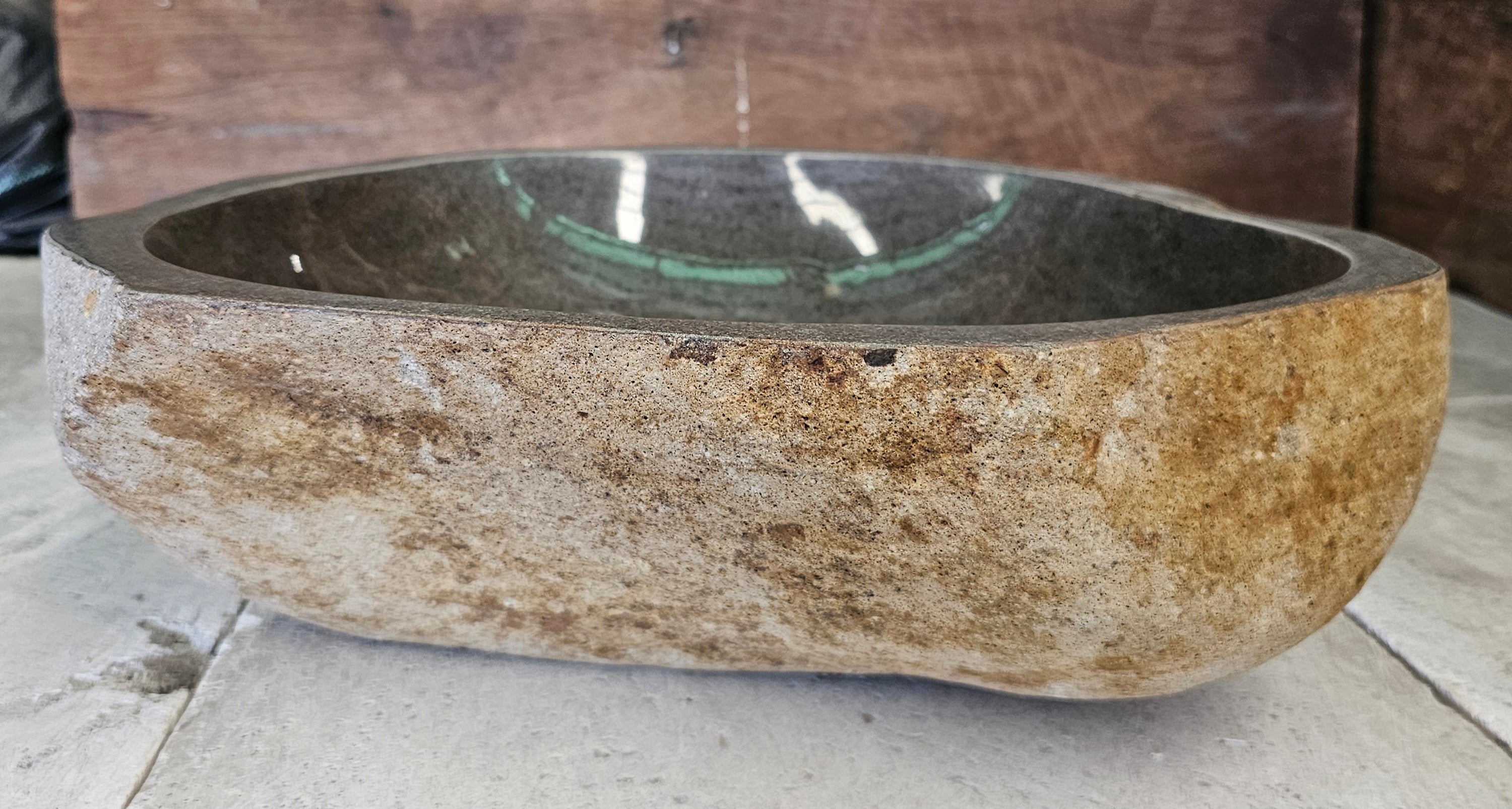 Handmade Natural Oval River Stone  Bathroom Basin  RM 2409053