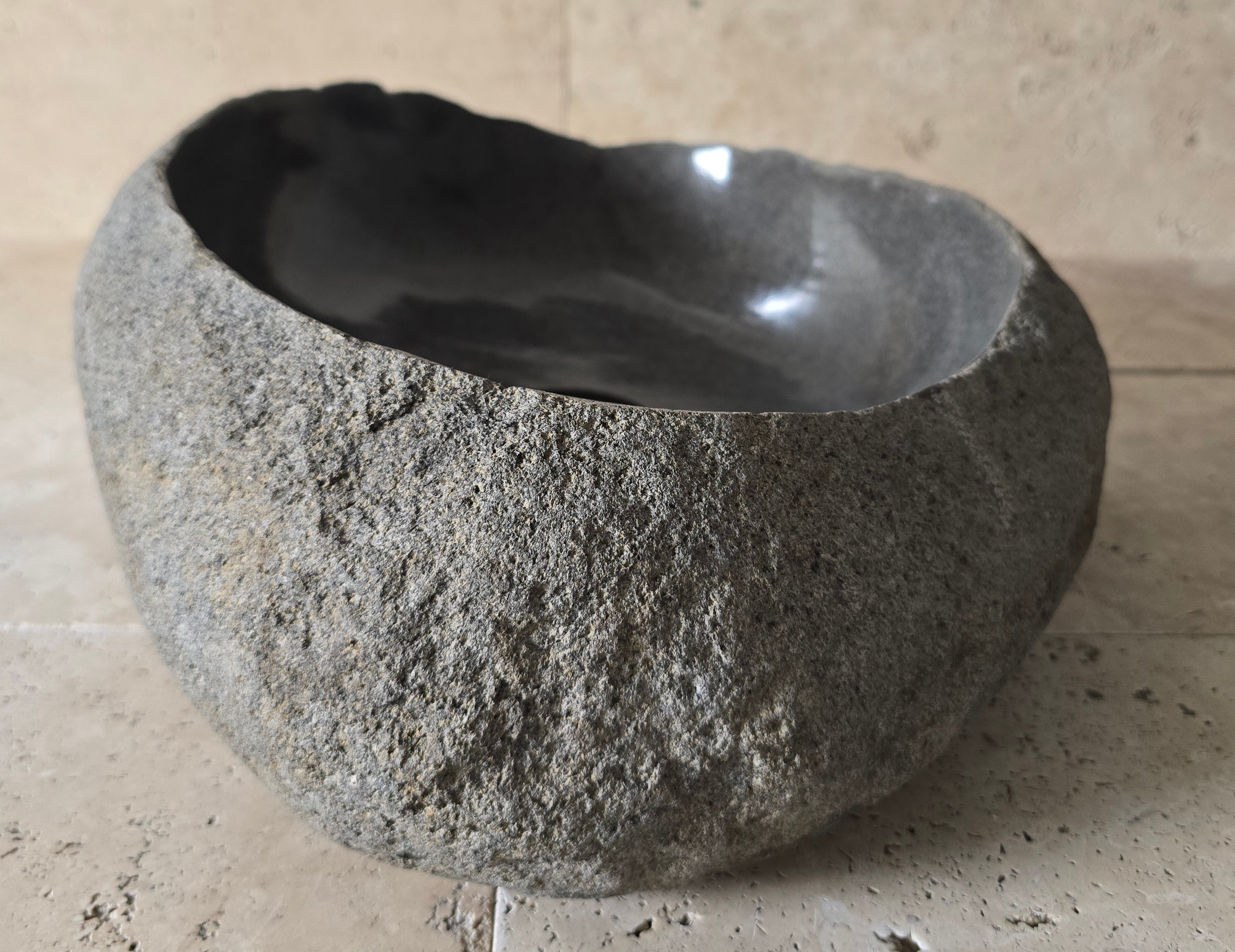 Handmade Natural Oval River Stone  Bathroom Basin  RVM 2409077