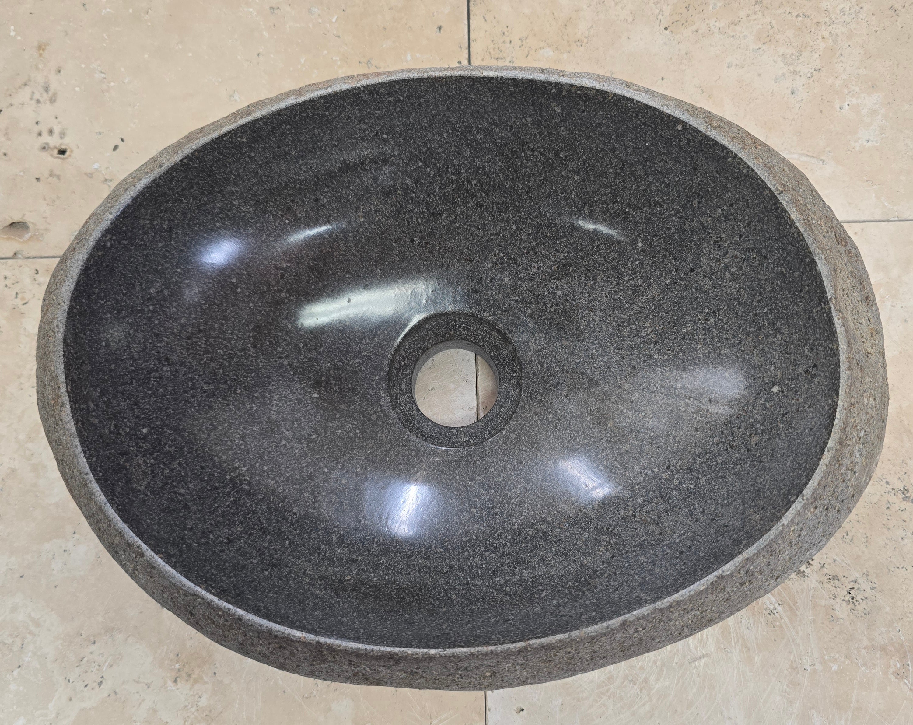 Handmade Natural Oval River Stone  Bathroom Basin  RVS 2409001