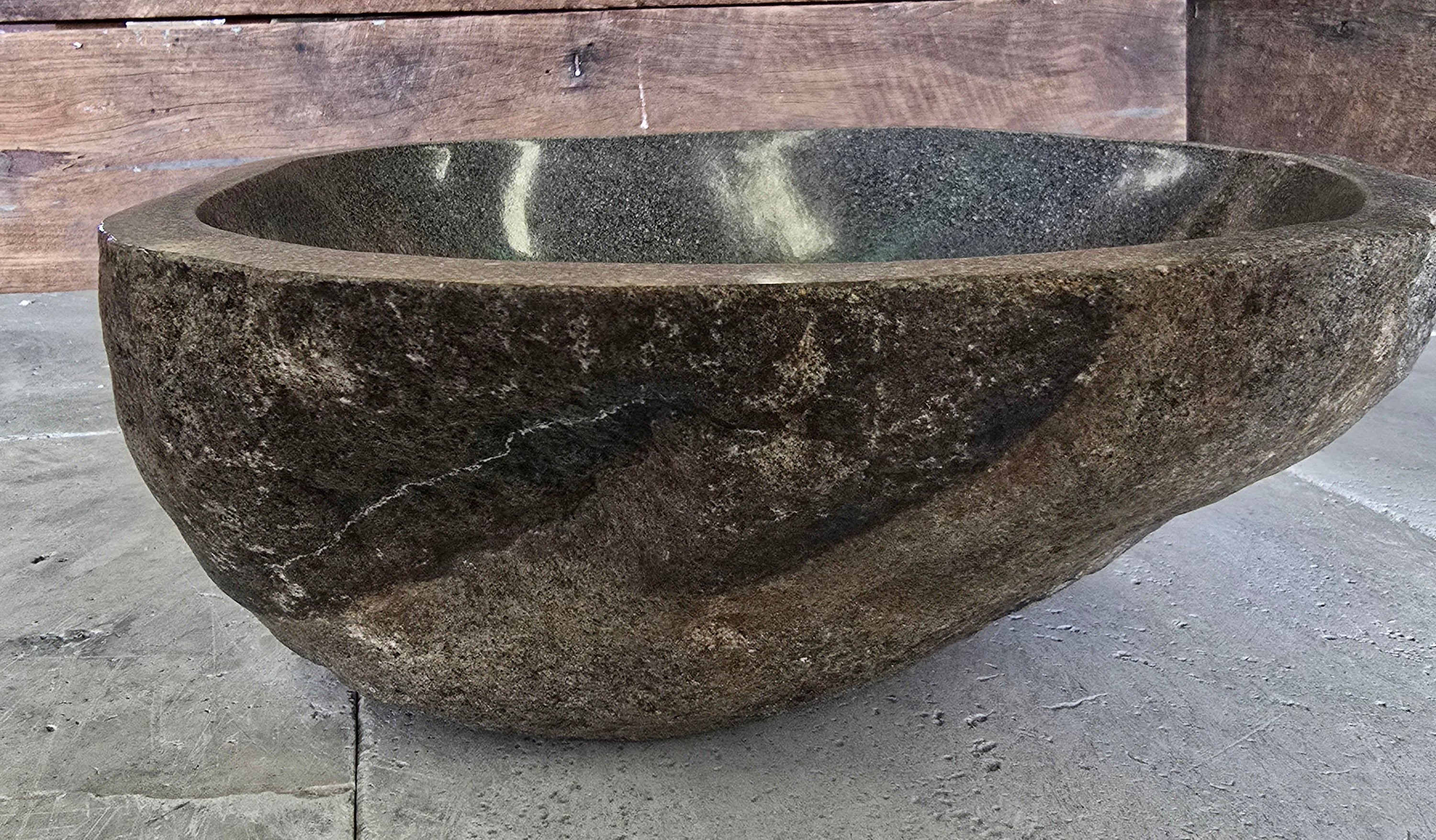 Handmade Natural Oval River Stone  Bathroom Basin  RS 24091055