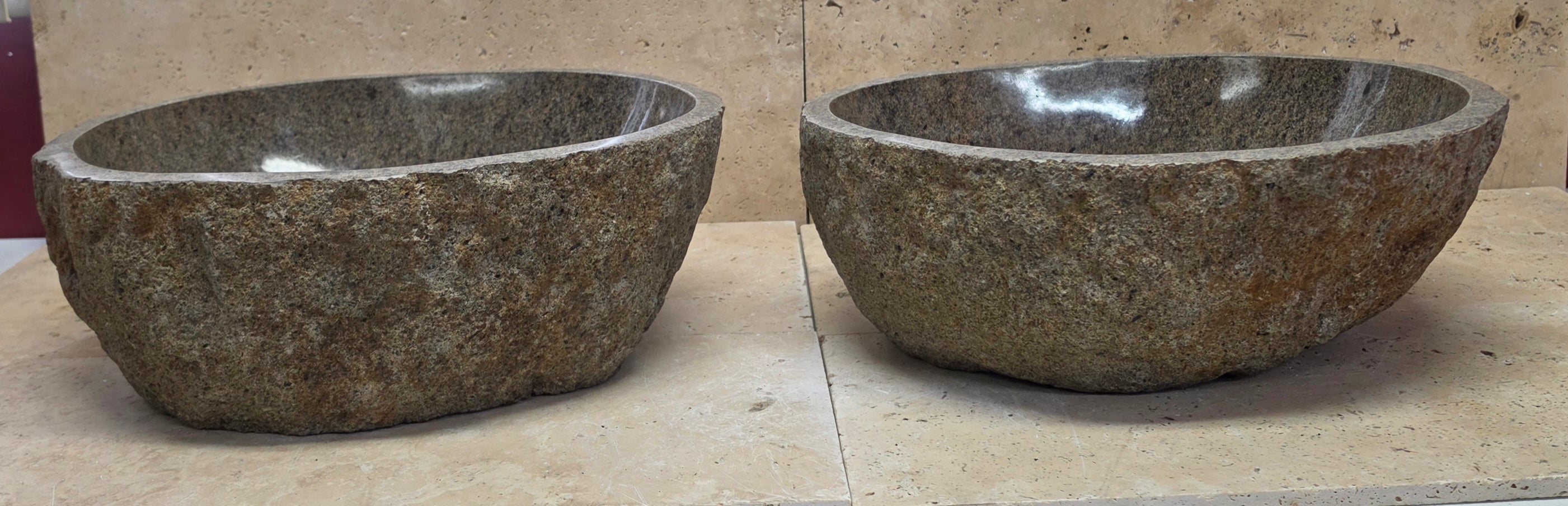 Handmade Natural Oval River Stone  Bathroom Basin TWIN SETS A & B RM 25072036