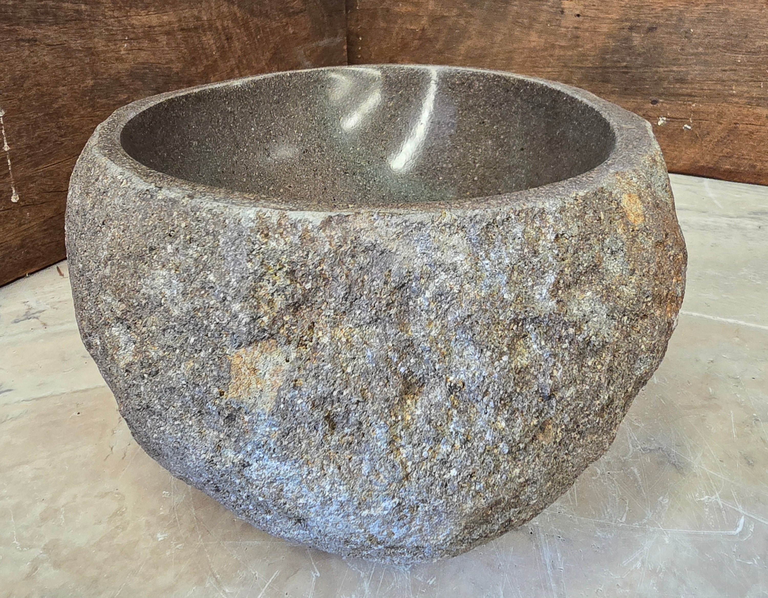 Handmade Natural Oval River Stone  Bathroom Basin  RS 2409089