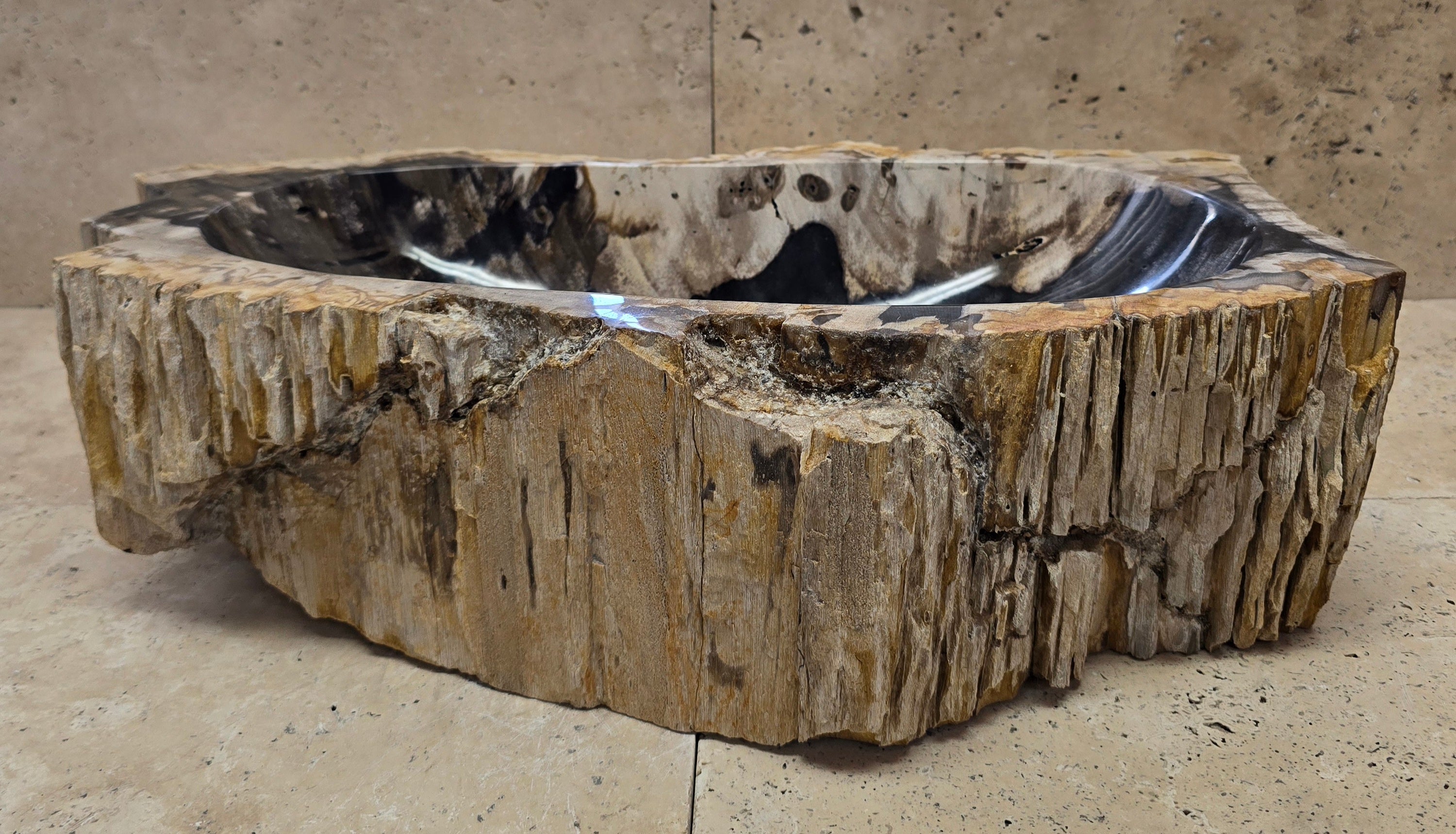 Natural Handmade Petrified Wood Basin - FSB 220903