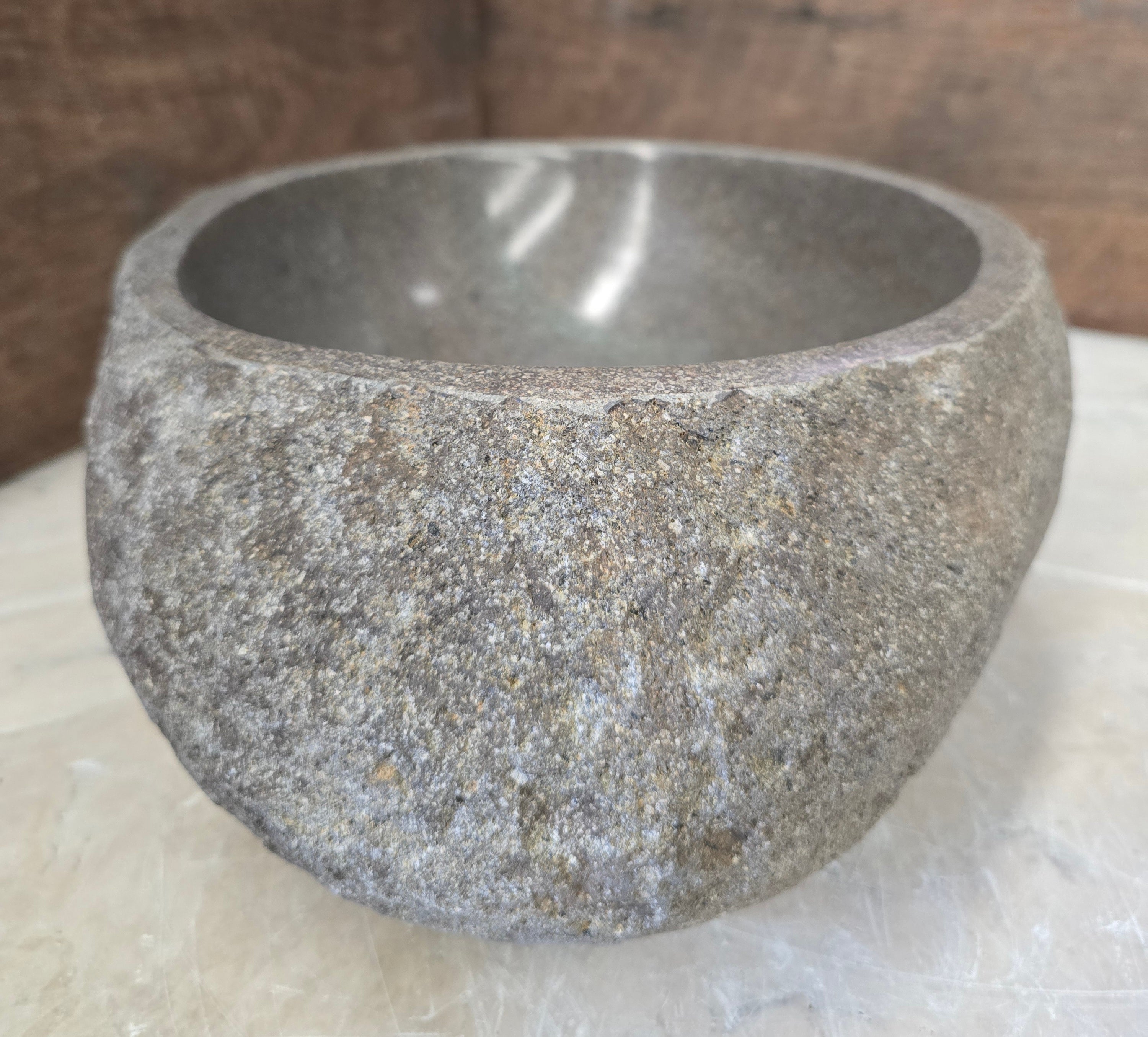 Handmade Natural Oval River Stone  Bathroom Basin  RS 2409089