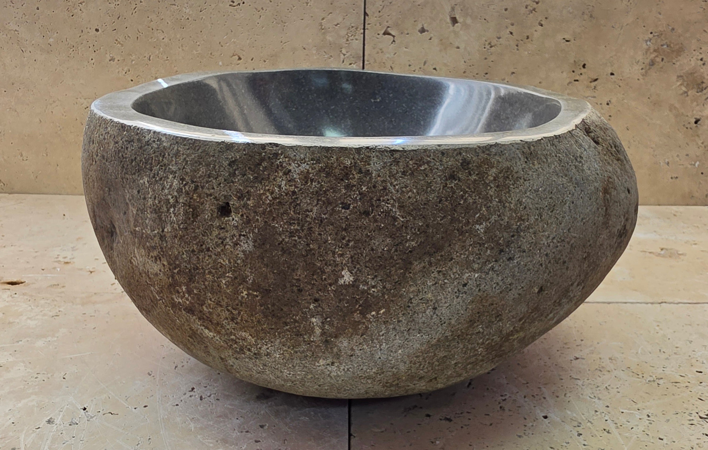 Handmade Natural Oval River Stone  Bathroom Basin  RS 2409131