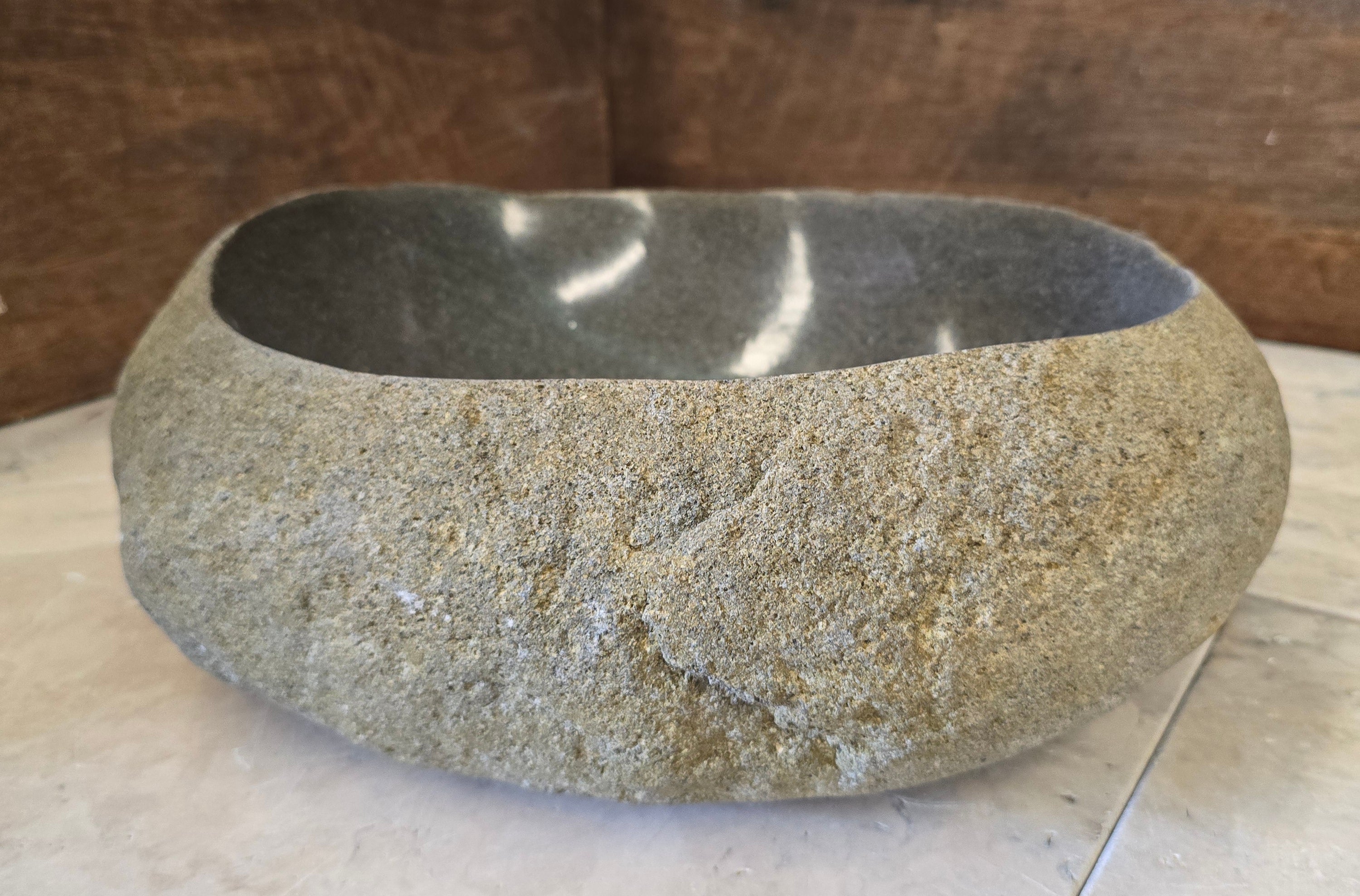 Handmade Natural Oval River Stone  Bathroom Basin  RVS 2409078