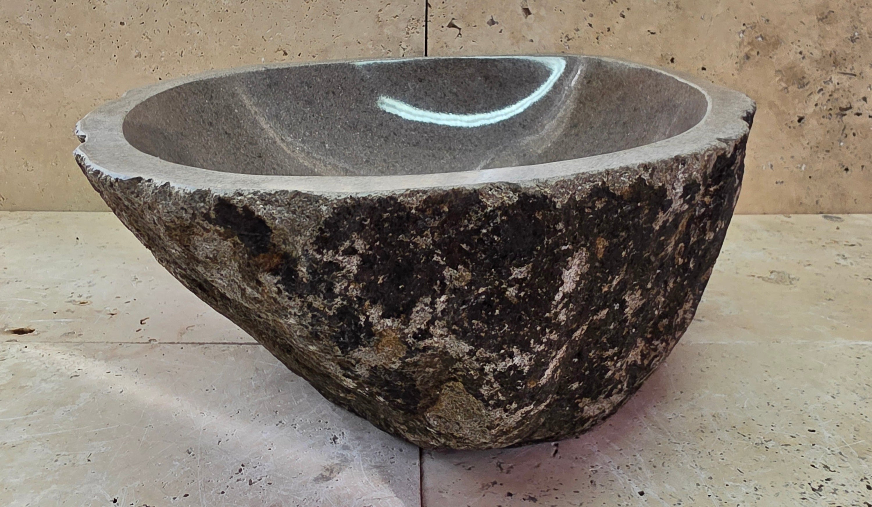 Handmade Natural Oval River Stone  Bathroom Basin  RL 25072073
