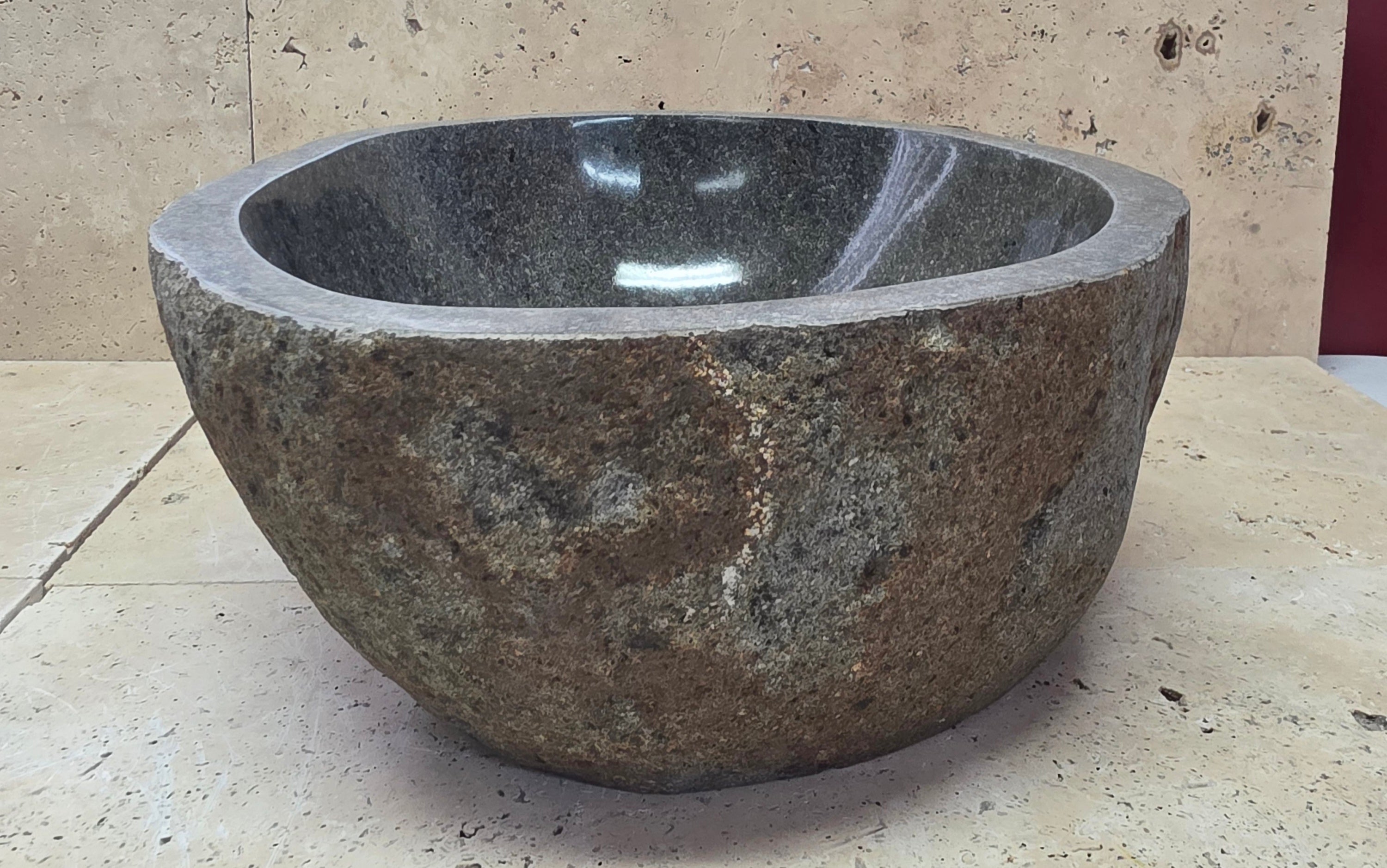 Handmade Natural Oval River Stone  Bathroom Basin TWIN SETS A & B RS 25072018