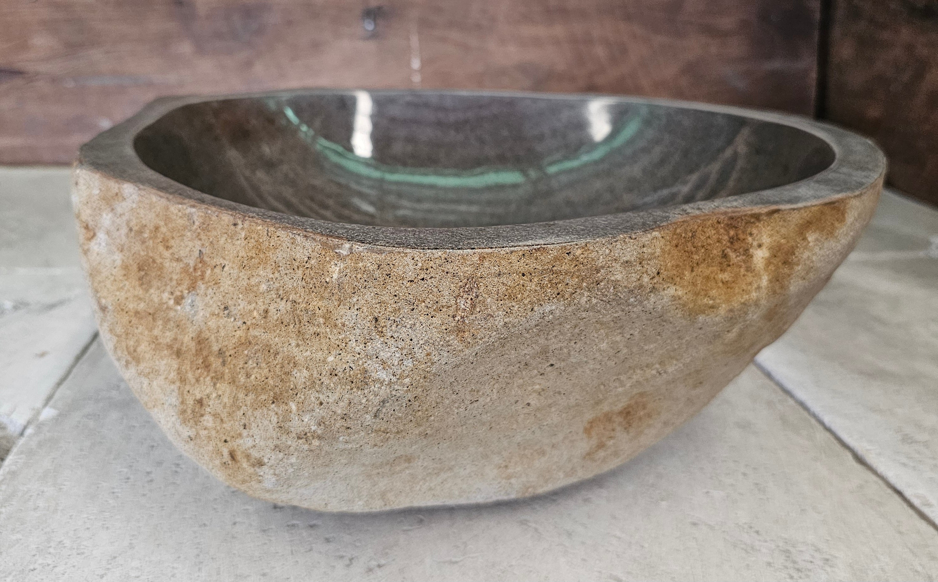 Handmade Natural Oval River Stone  Bathroom Basin  RM 2409053
