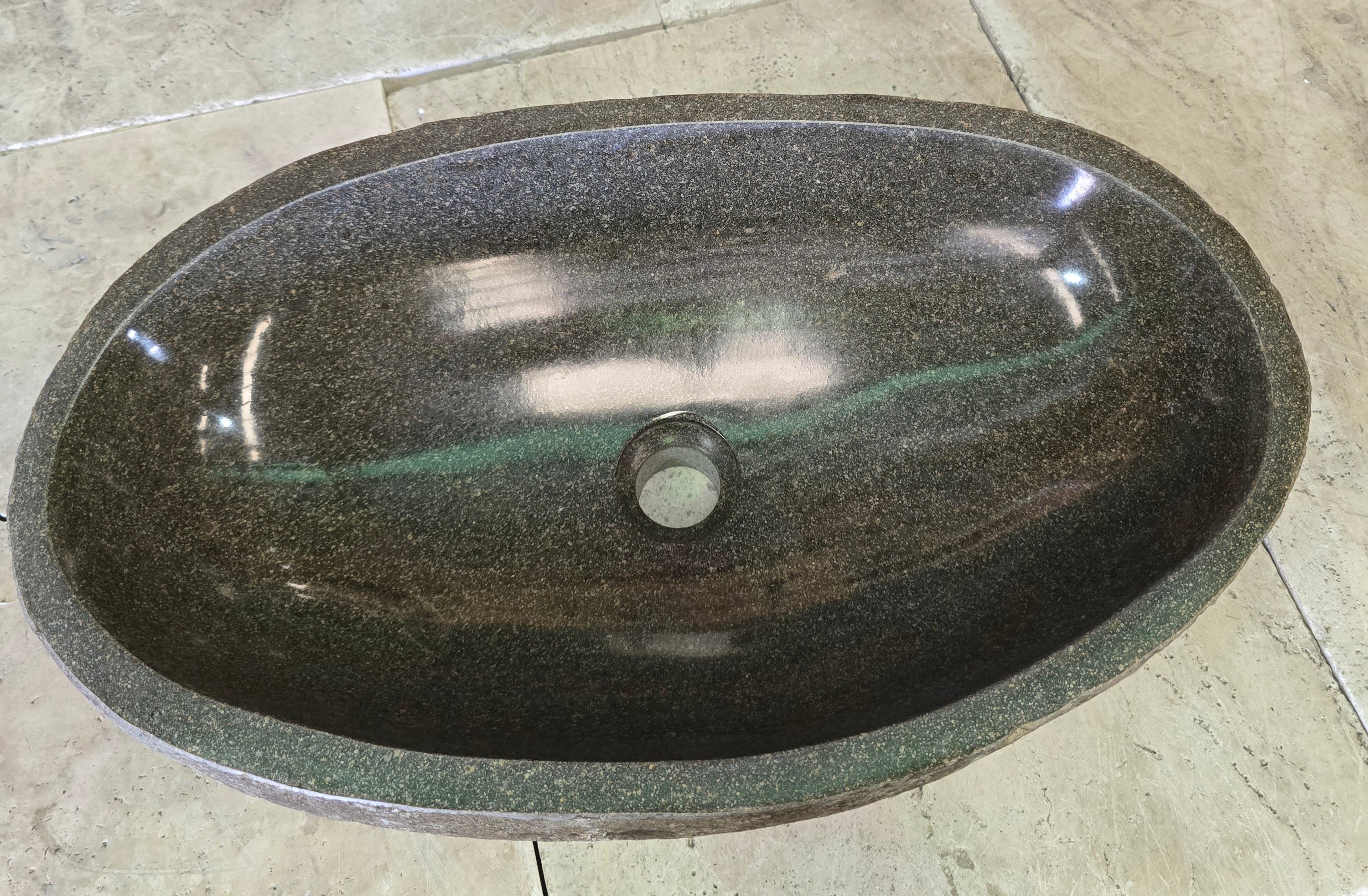 Handmade Natural Oval River Stone  Bathroom Basin  RL 240954