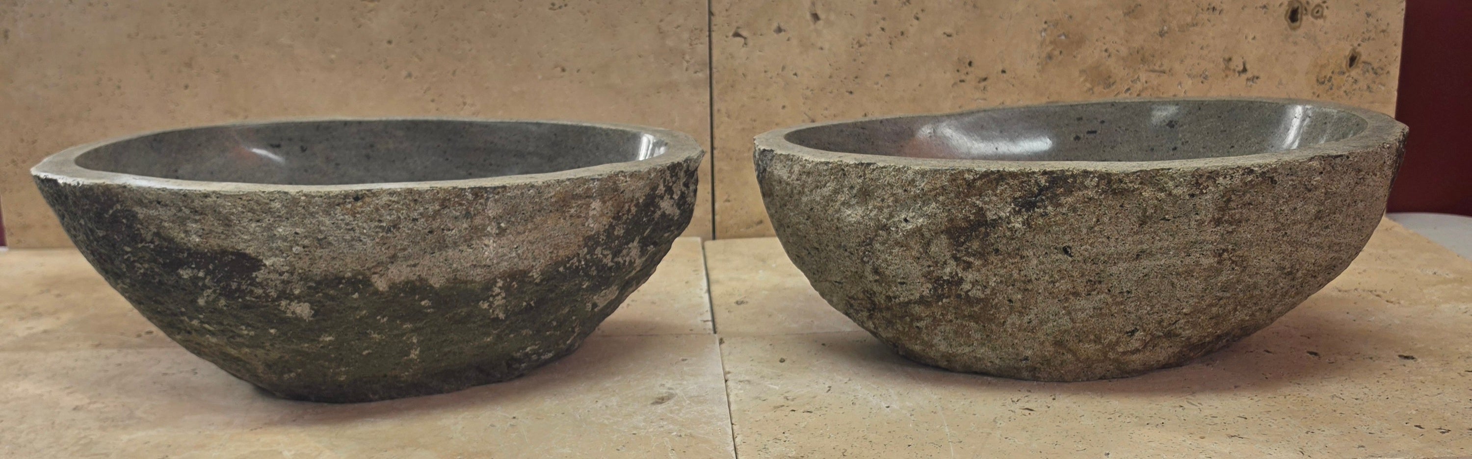 Handmade Natural Oval River Stone  Bathroom Basin TWIN SETS A & B RM 25072050