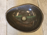 Handmade Natural Oval River Stone  Bathroom Basin  RS 2409082