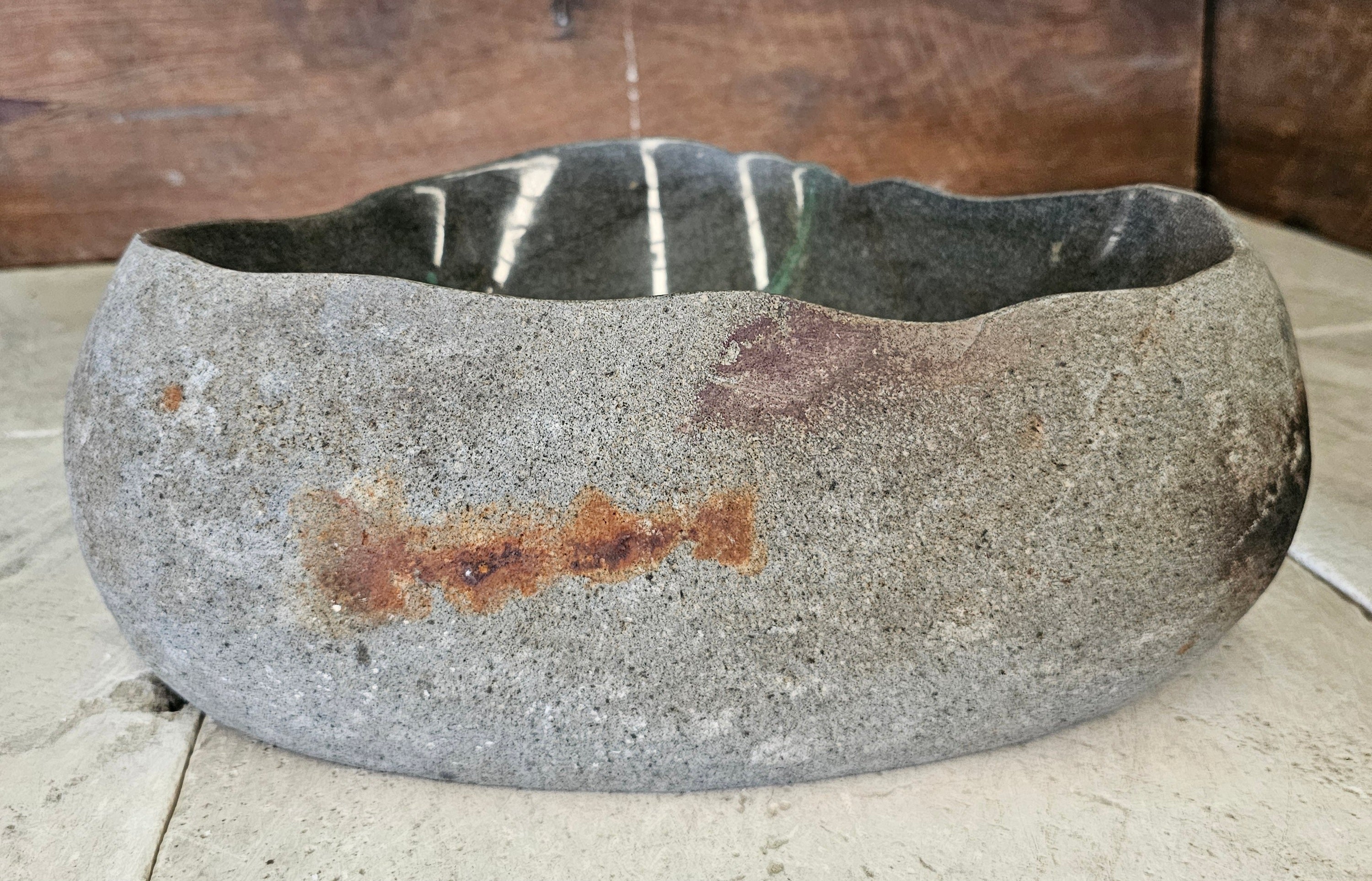 Handmade Natural Oval River Stone  Bathroom Basin  RS 2409072