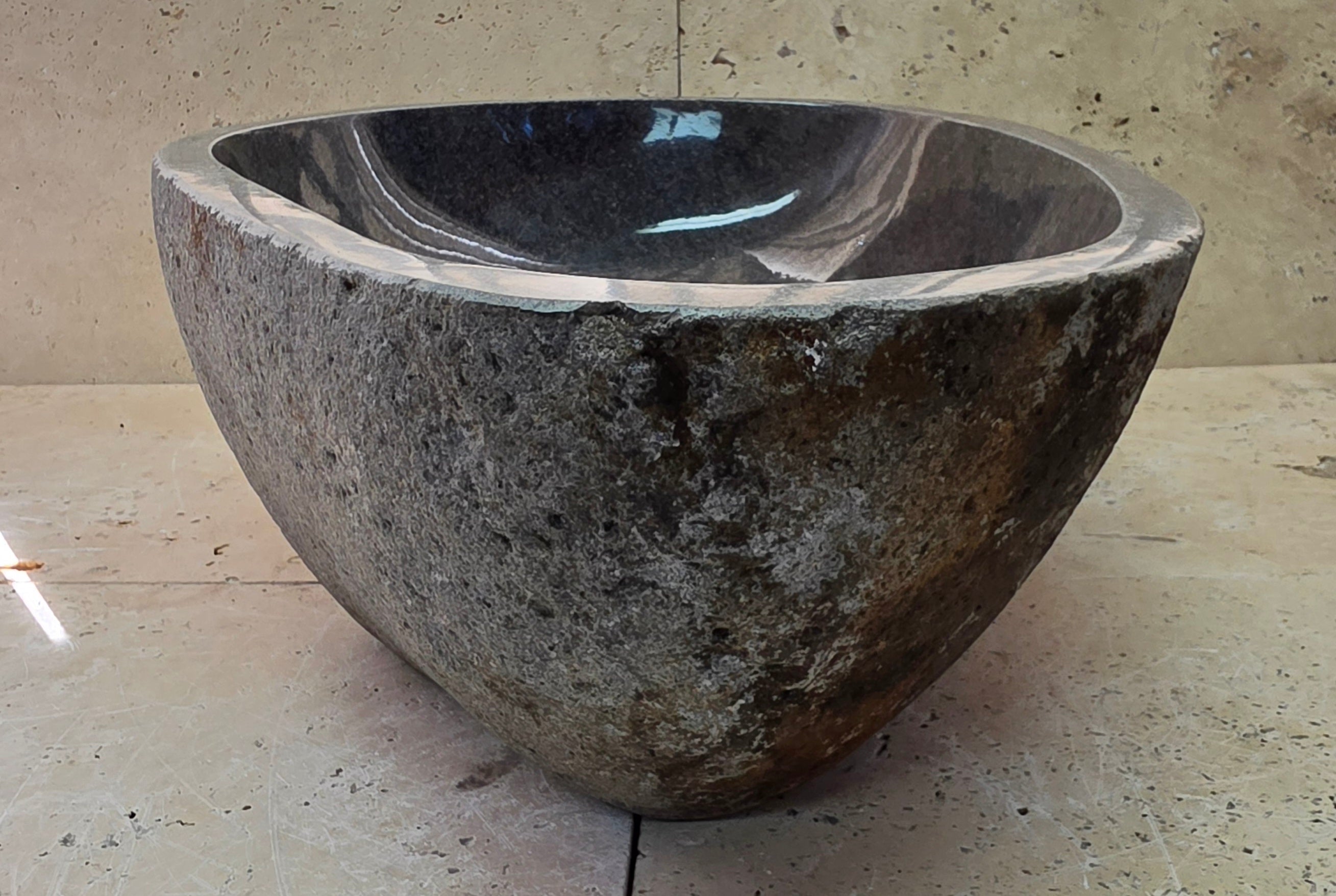 Handmade Natural Oval River Stone  Bathroom Basin  RM 25072096