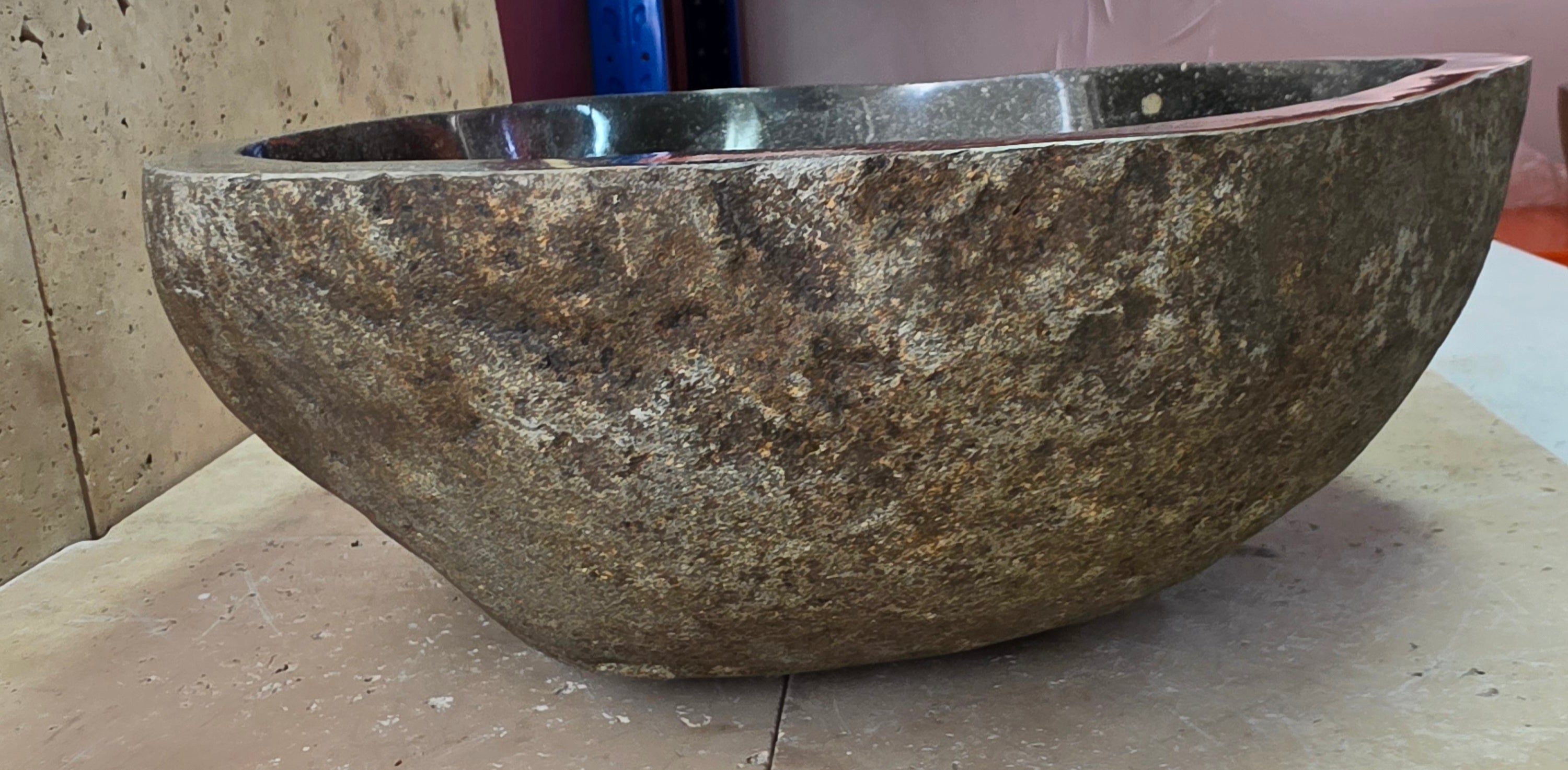 Handmade Natural Oval River Stone  Bathroom Basin  RM 25072031