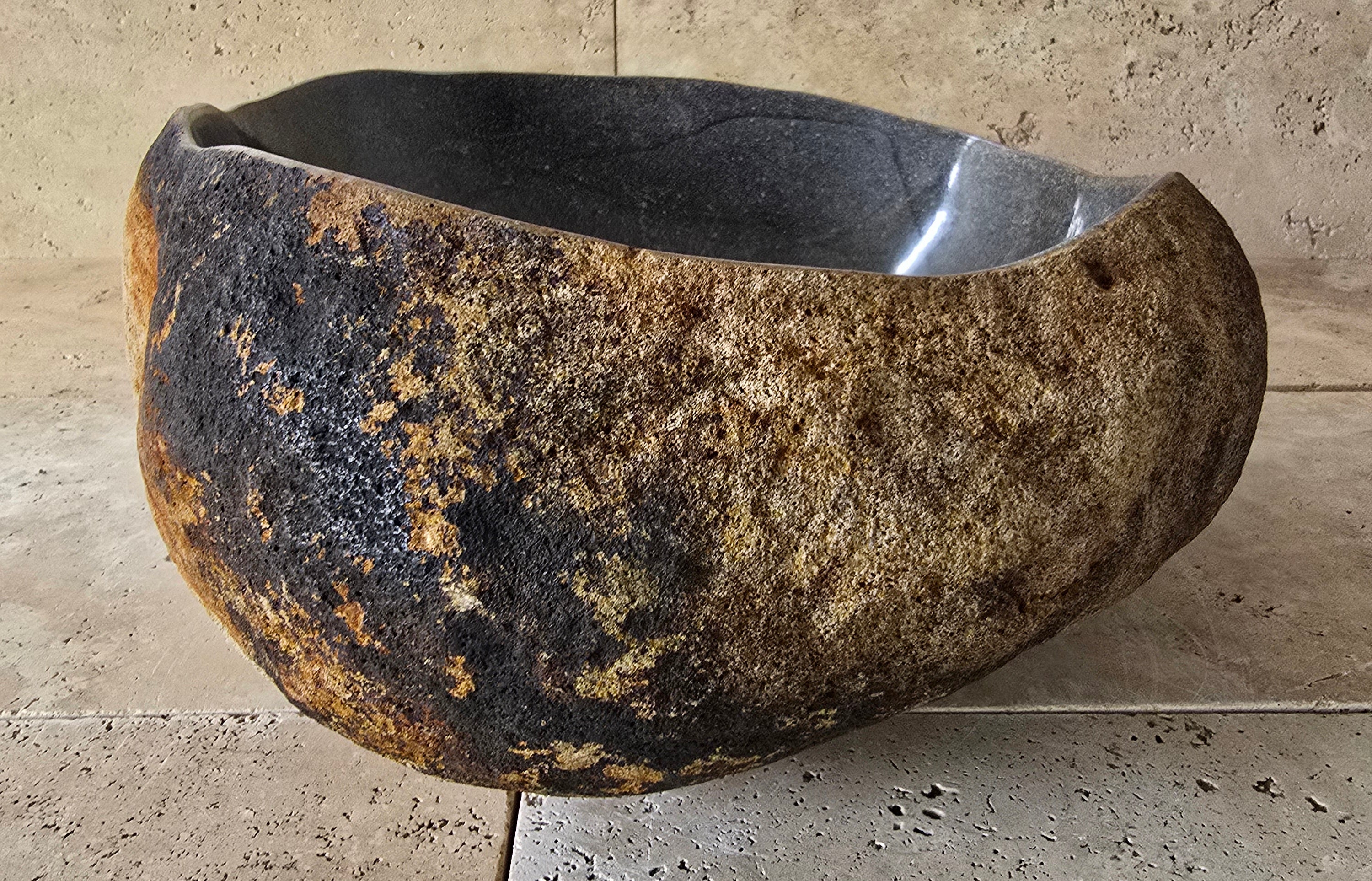 Handmade Natural Oval River Stone  Bathroom Basin  RVM 2409018