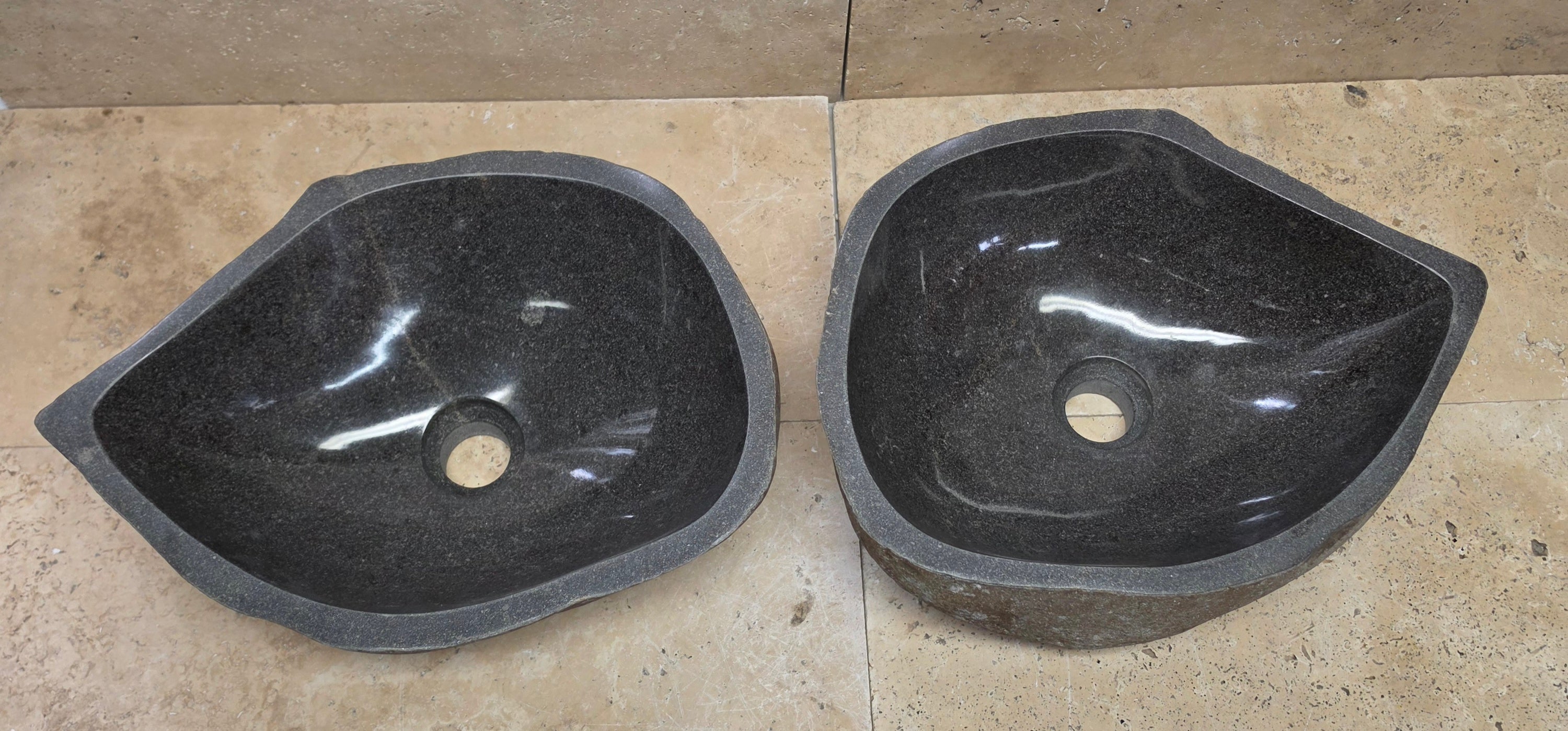 Handmade Natural Oval River Stone  Bathroom Basin TWIN SETS A & B RM 25072043