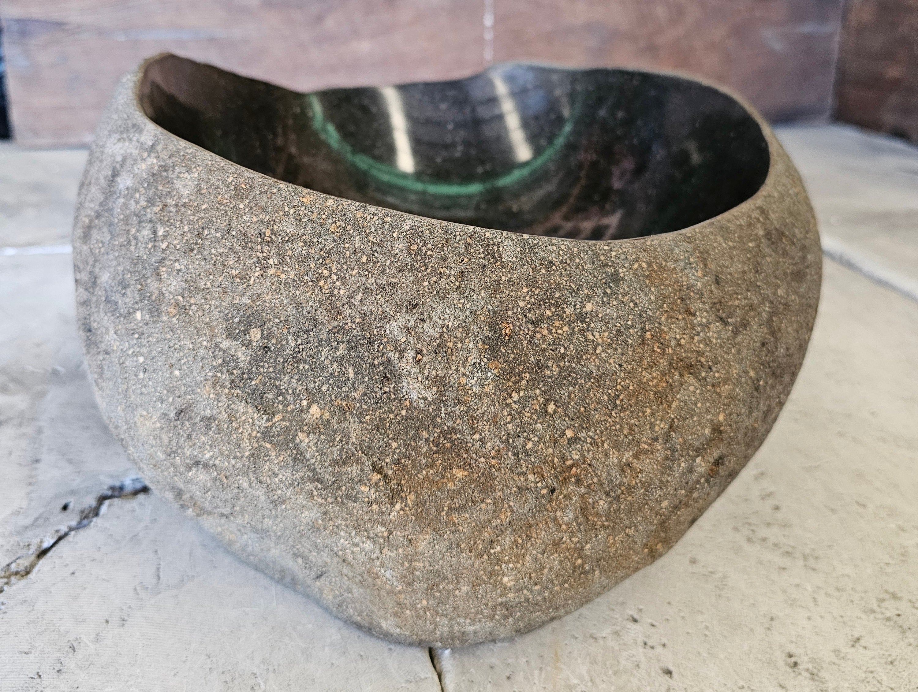 Handmade Natural Oval River Stone  Bathroom Basin  RVM 2409014