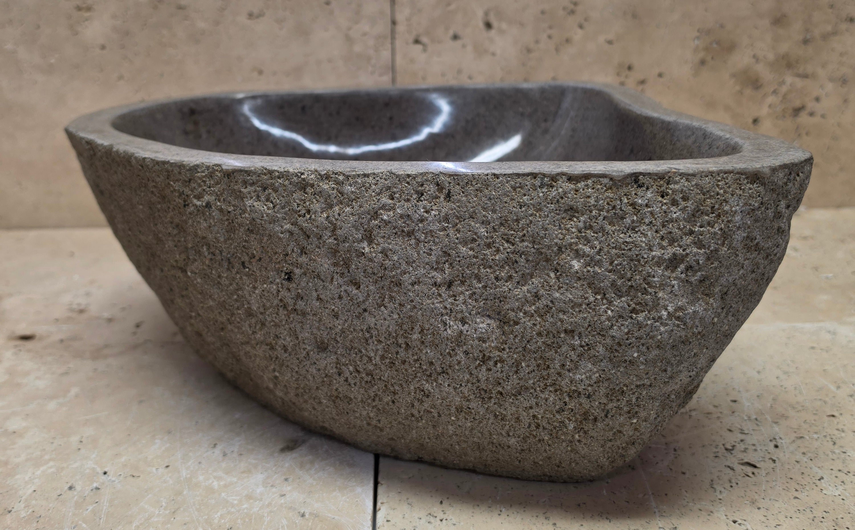 Handmade Natural Oval River Stone  Bathroom Basin  RS 2409039