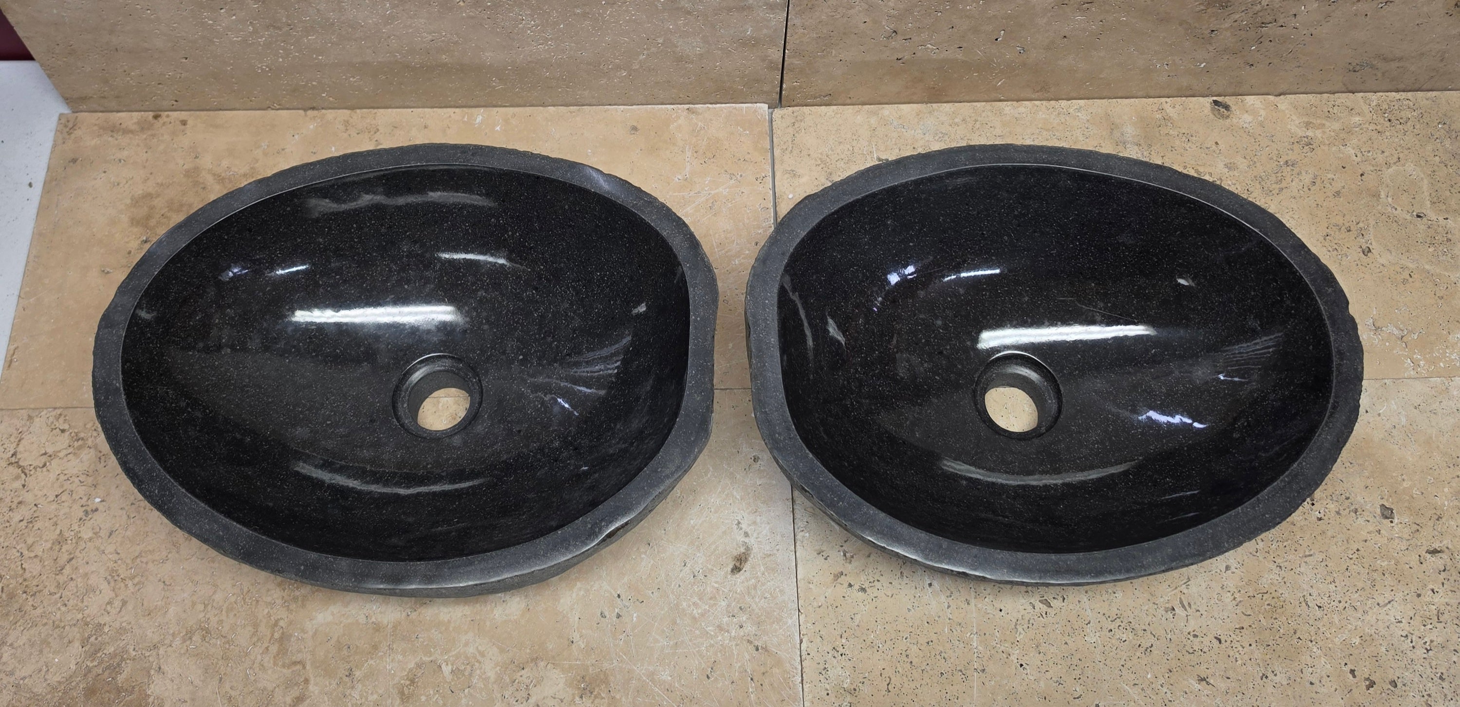Handmade Natural Oval River Stone  Bathroom Basin TWIN SETS A & B RM 25072007