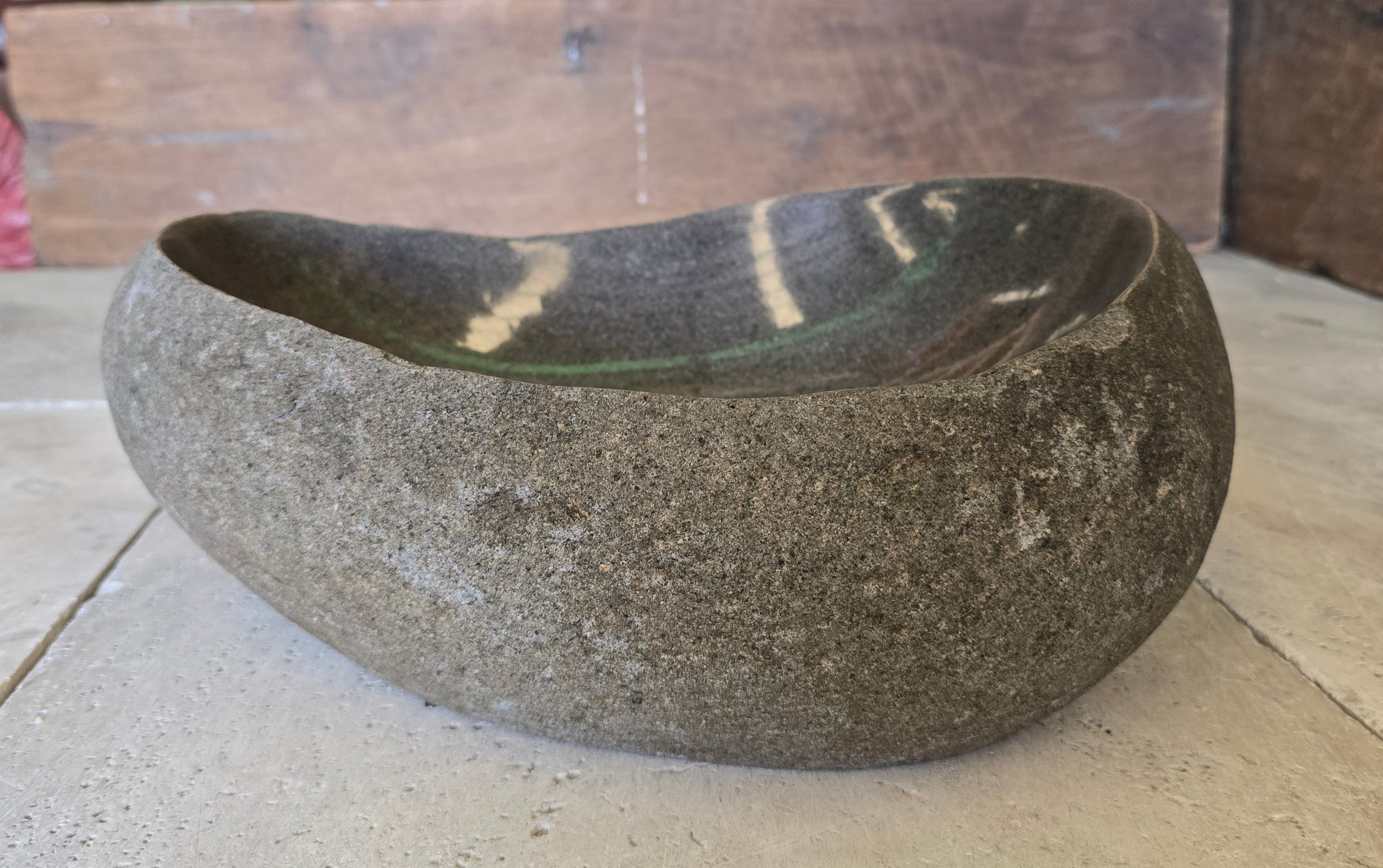 Handmade Natural Oval River Stone  Bathroom Basin  RS 2409082