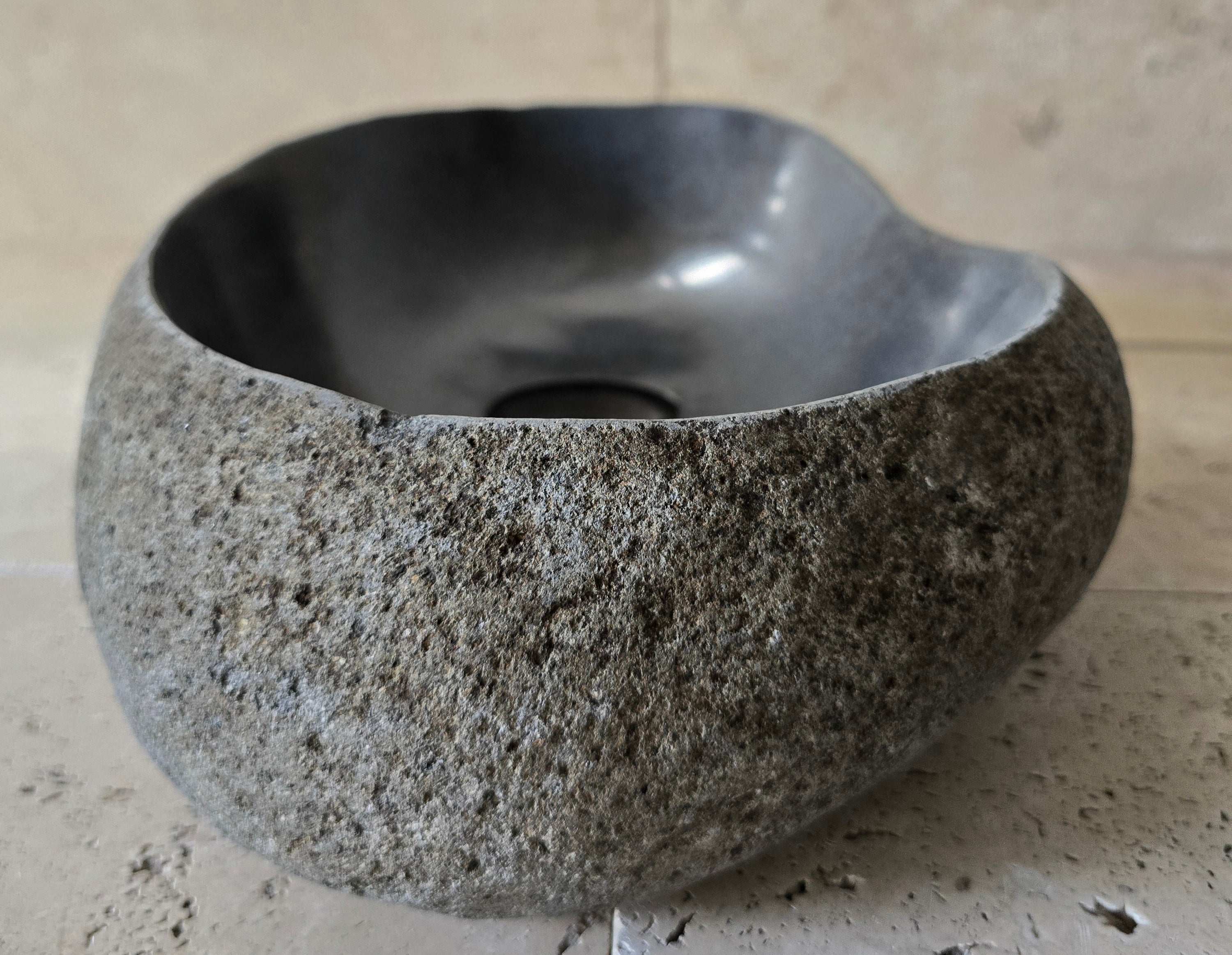 Handmade Natural Oval River Stone  Bathroom Basin  RVM 2409091
