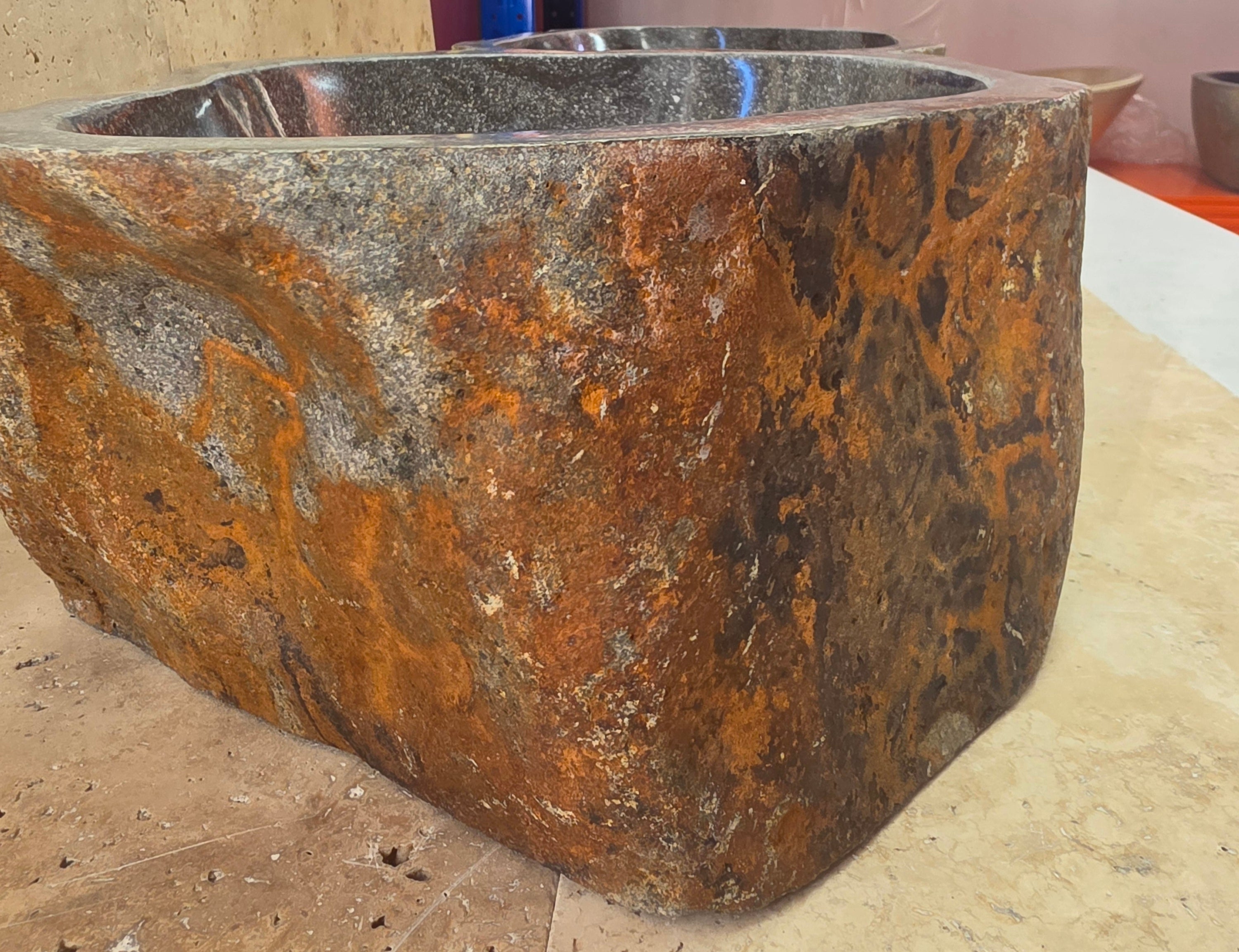 Handmade Natural Oval River Stone  Bathroom Basin TWIN SETS A & B RM 25072030