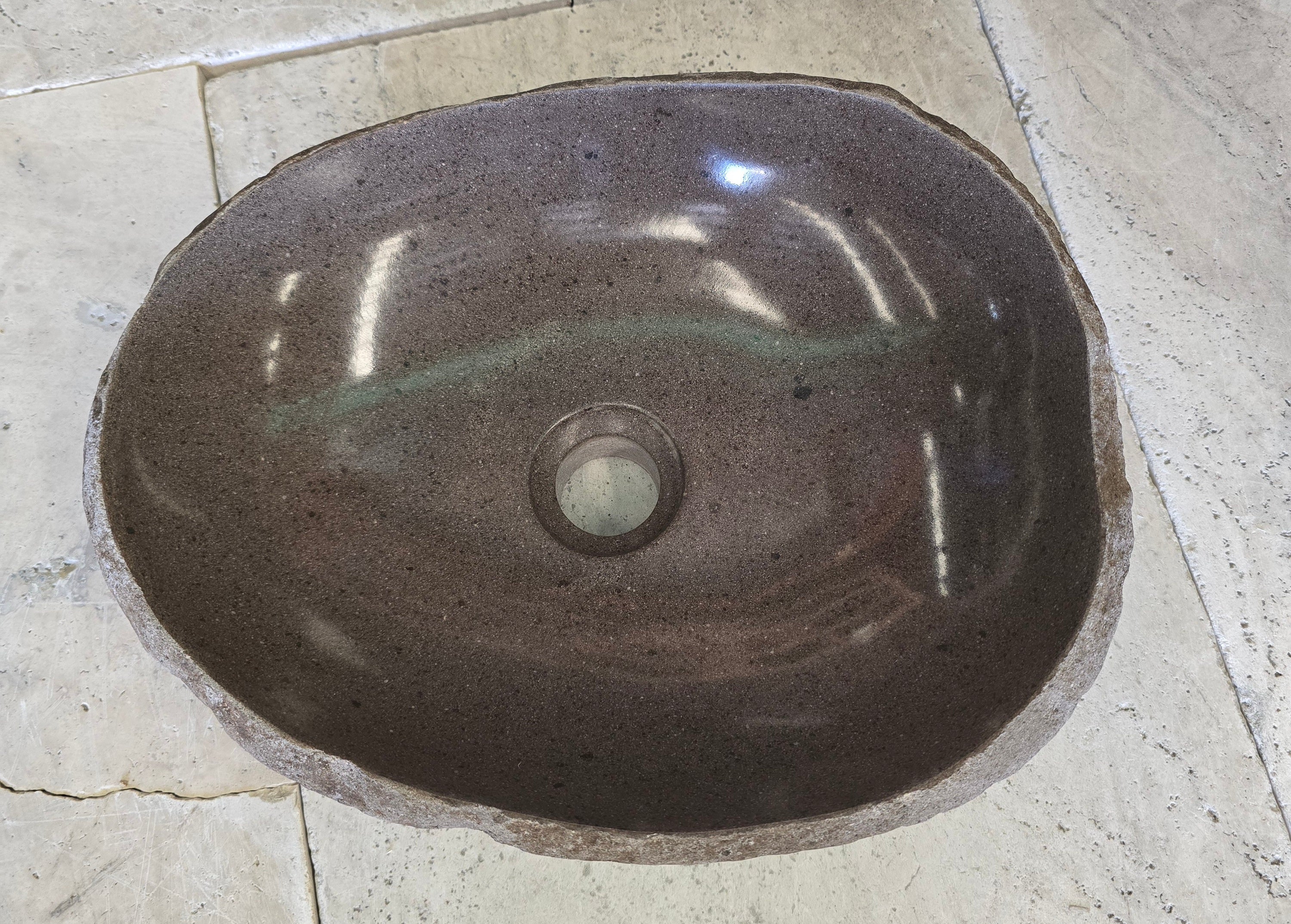 Handmade Natural Oval River Stone  Bathroom Basin  RVS 2409060
