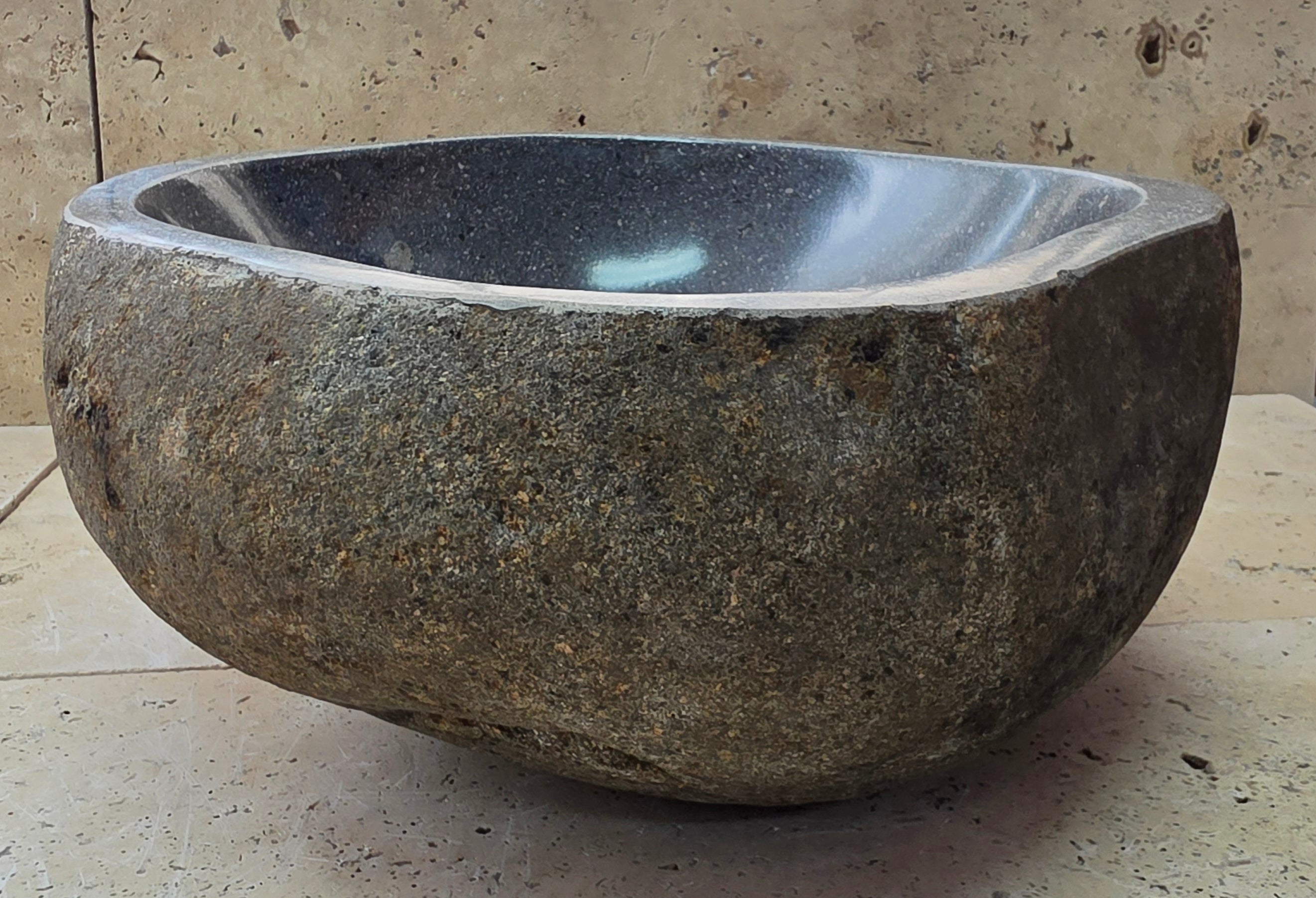 Handmade Natural Oval River Stone  Bathroom Basin  RS 2409129