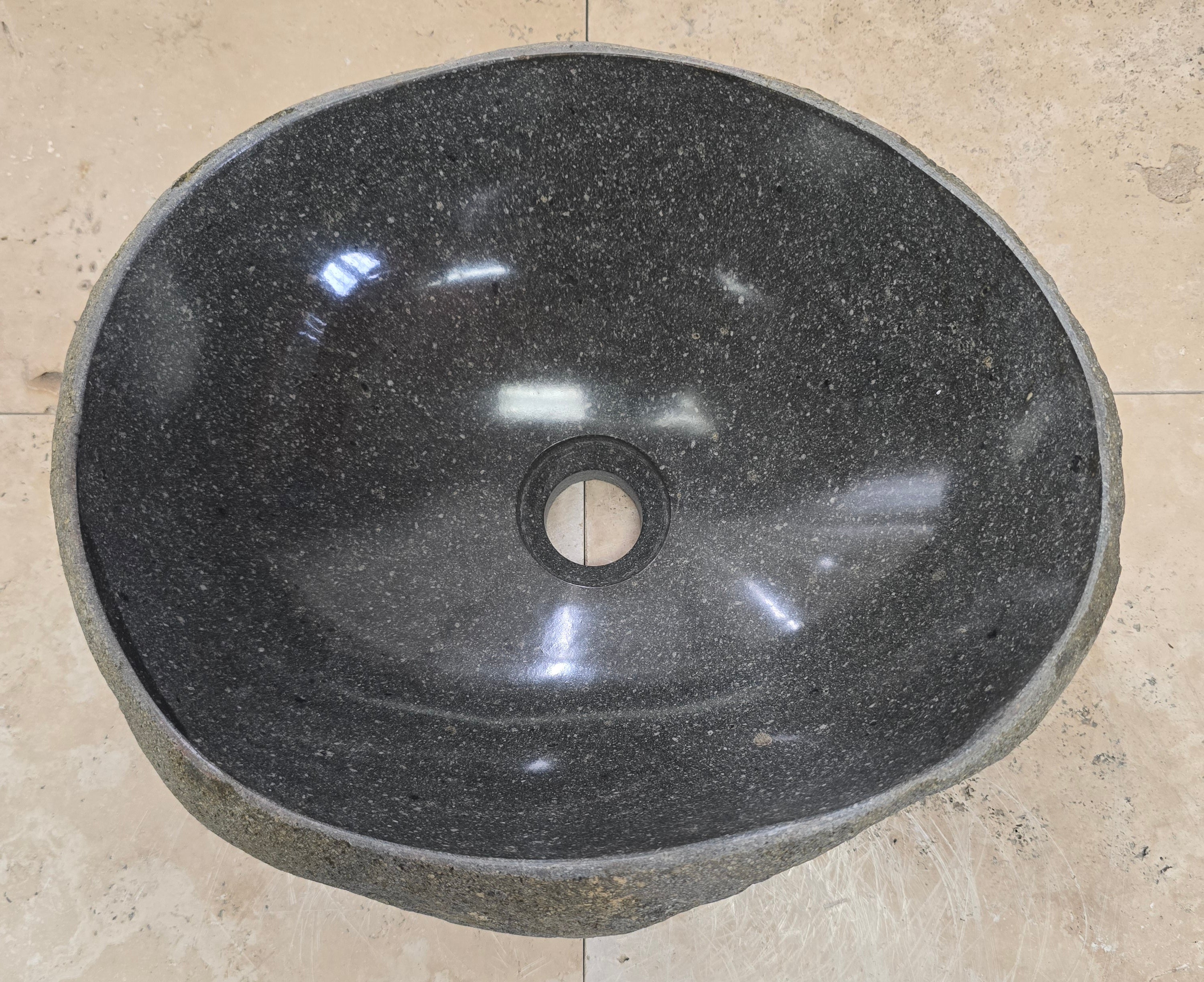 Handmade Natural Oval River Stone  Bathroom Basin  RVS 2409010