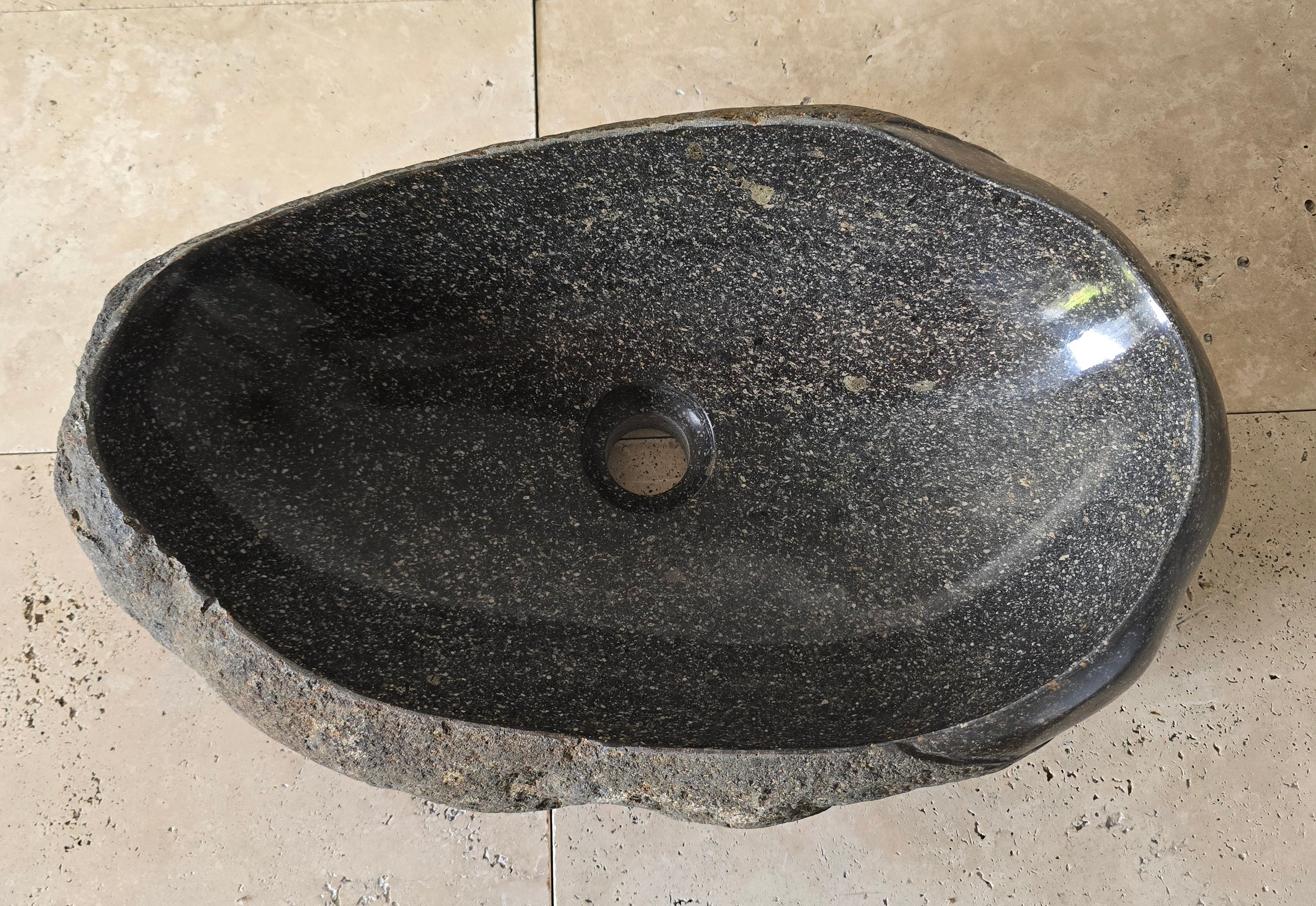 Handmade Natural Oval River Stone  Bathroom Basin  PHL 240907