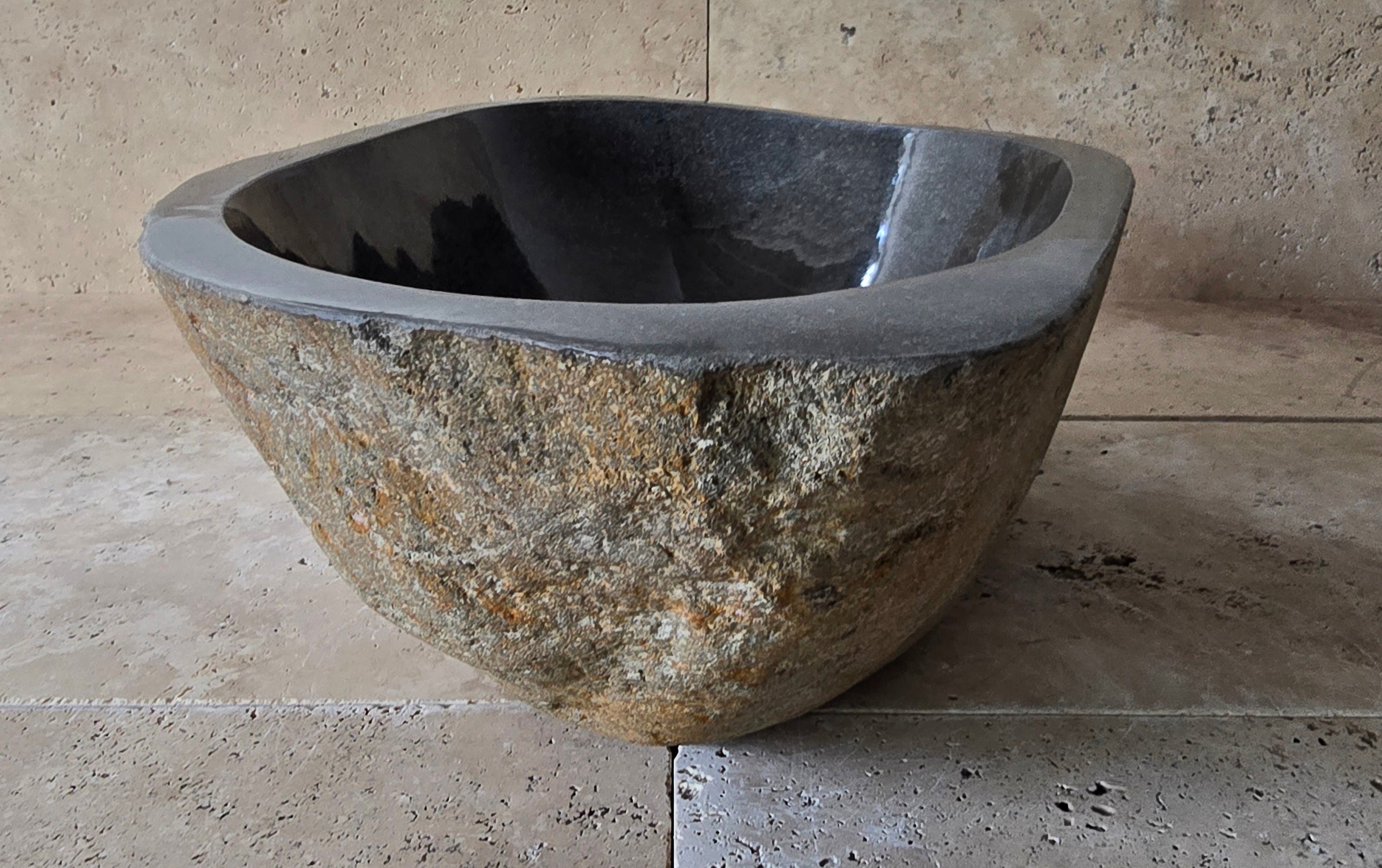 Handmade Natural Oval River Stone  Bathroom Basin  RL 240914