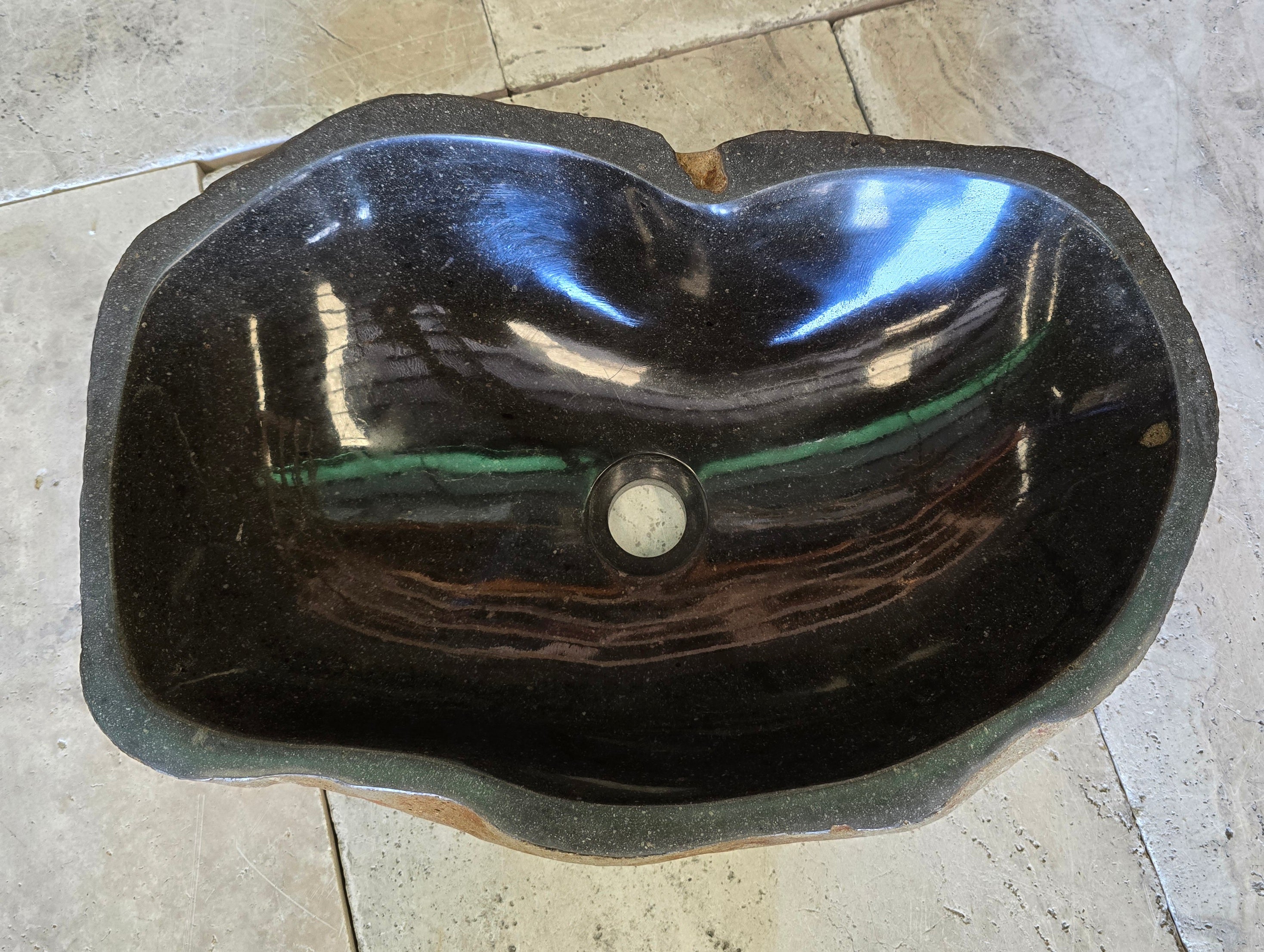 Handmade Natural Oval River Stone  Bathroom Basin  RL 240937