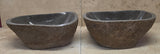 Handmade Natural Oval River Stone  Bathroom Basin TWIN SETS A & B RS 25072055