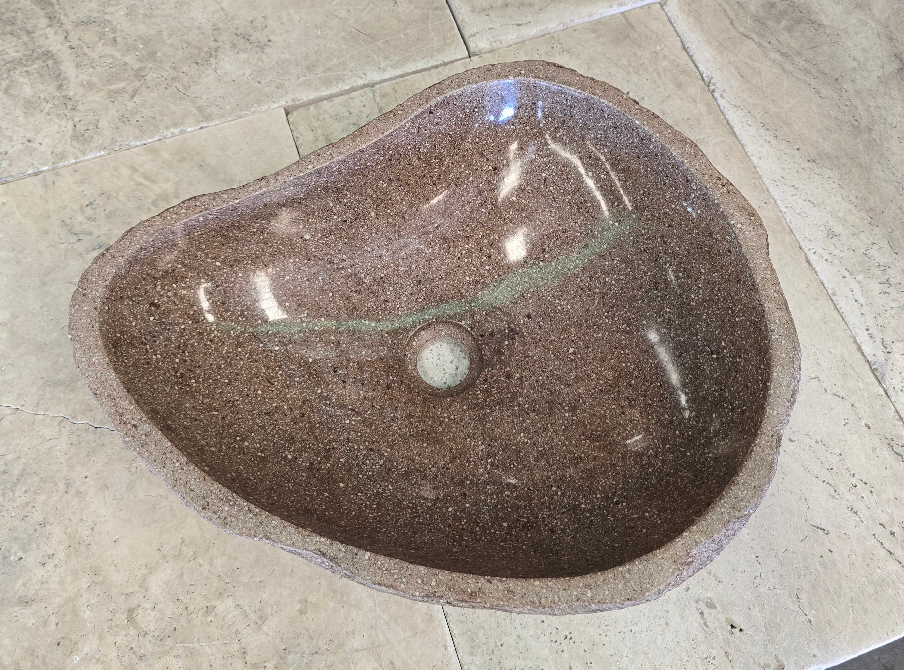 Handmade Natural Oval River Stone  Bathroom Basin  RL 240947