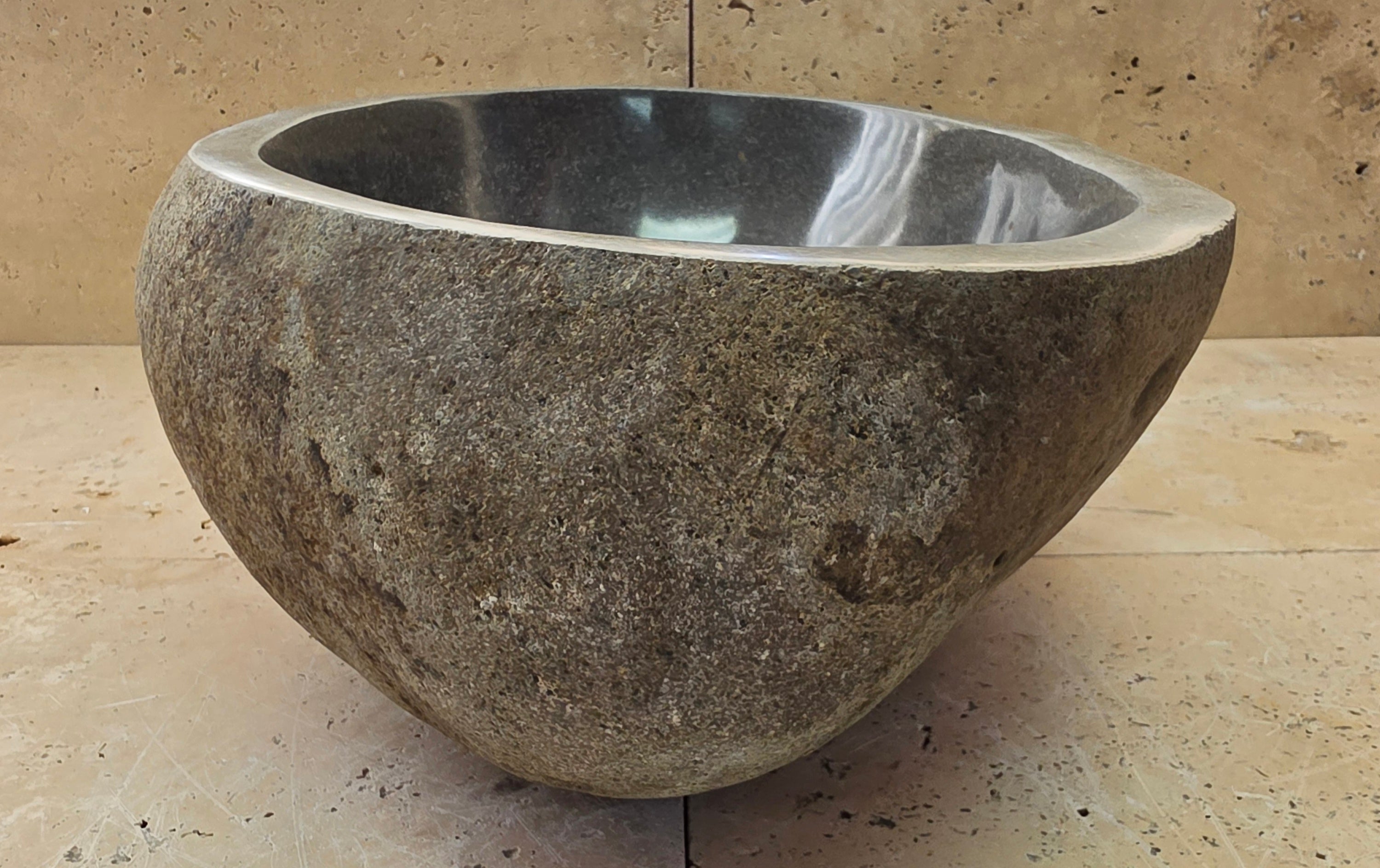 Handmade Natural Oval River Stone  Bathroom Basin  RS 2409131