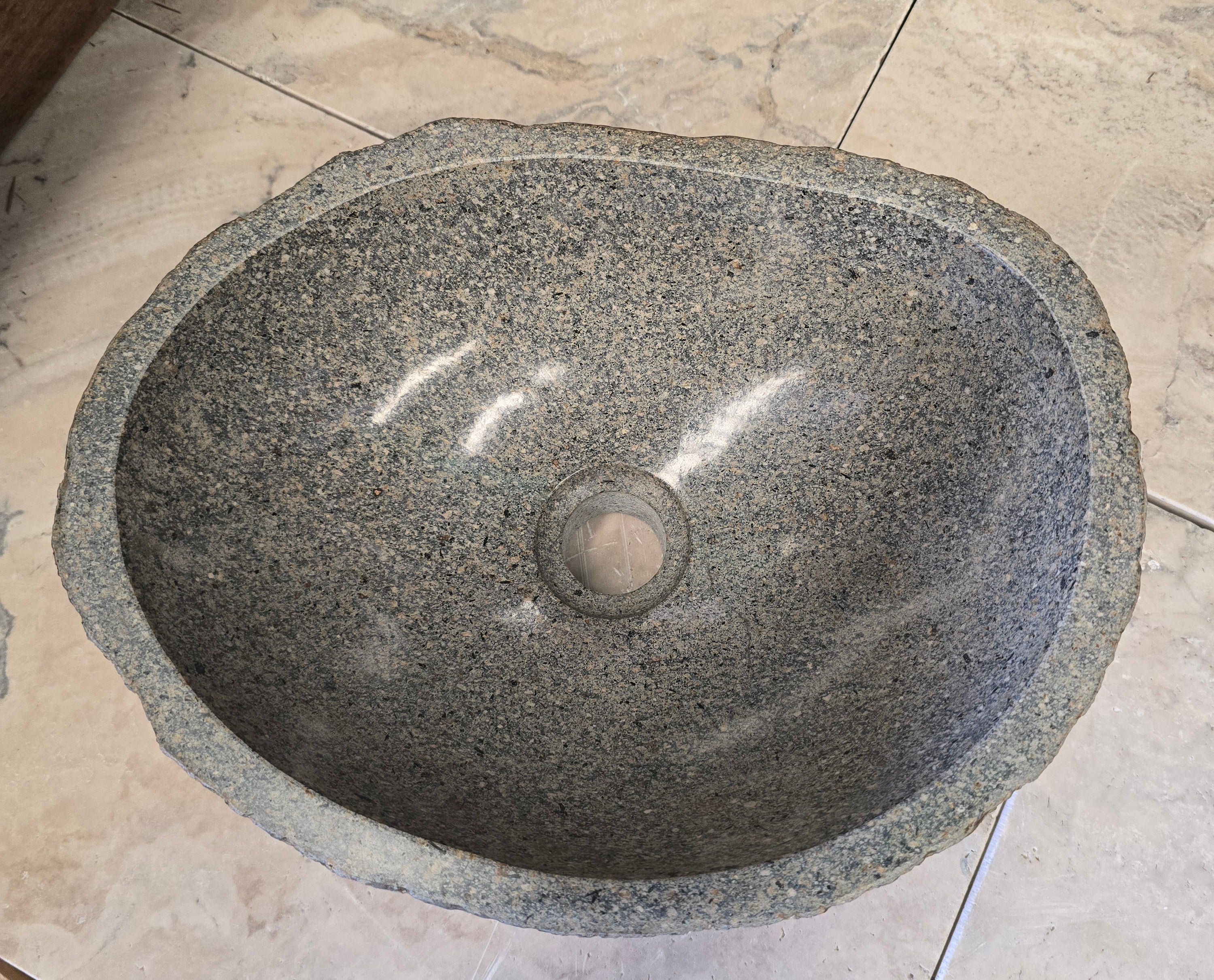 Handmade Natural Oval River Stone  Bathroom Basin  RS 2409075