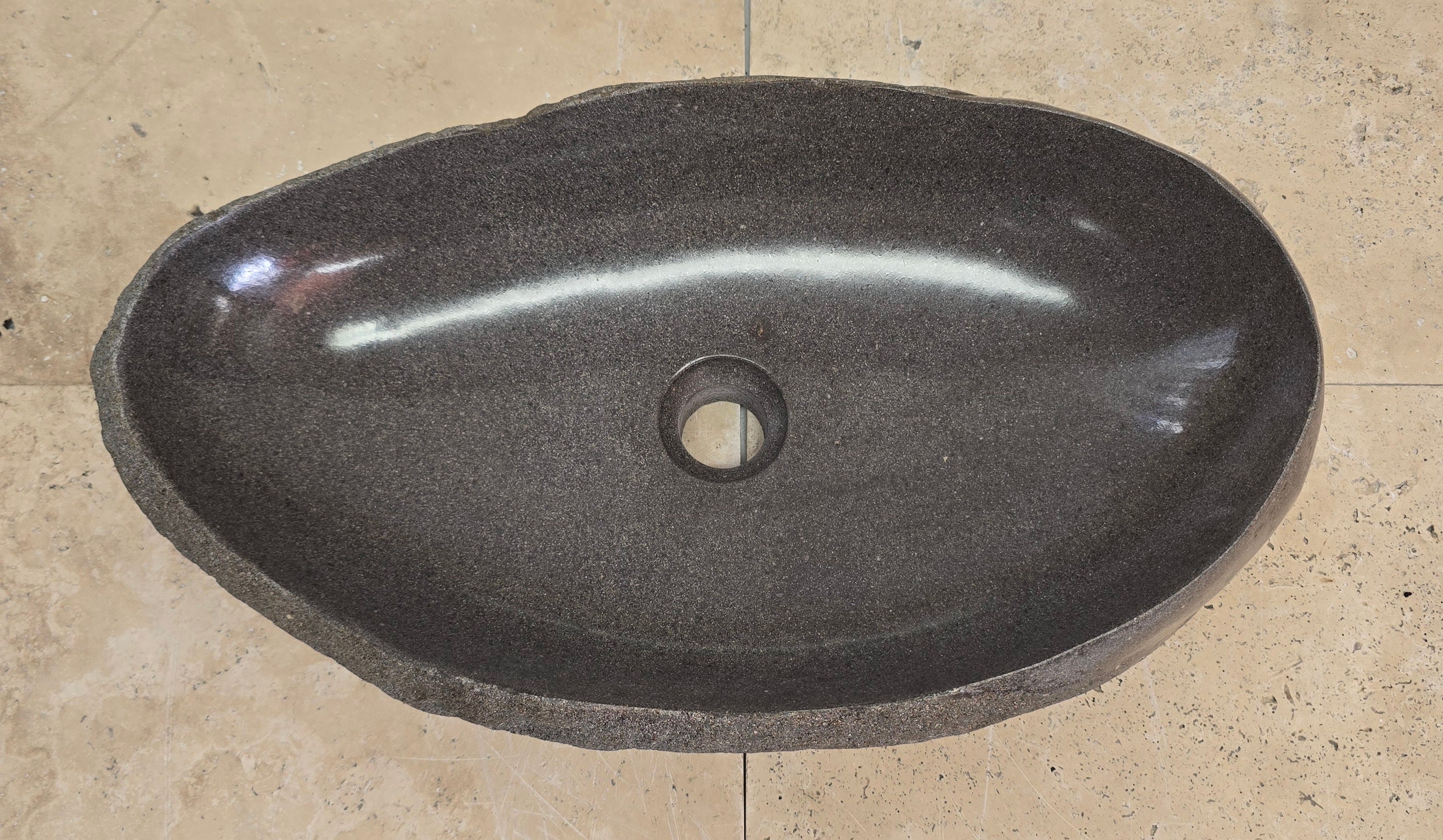Handmade Natural Oval River Stone  Bathroom Basin  PHL 240914