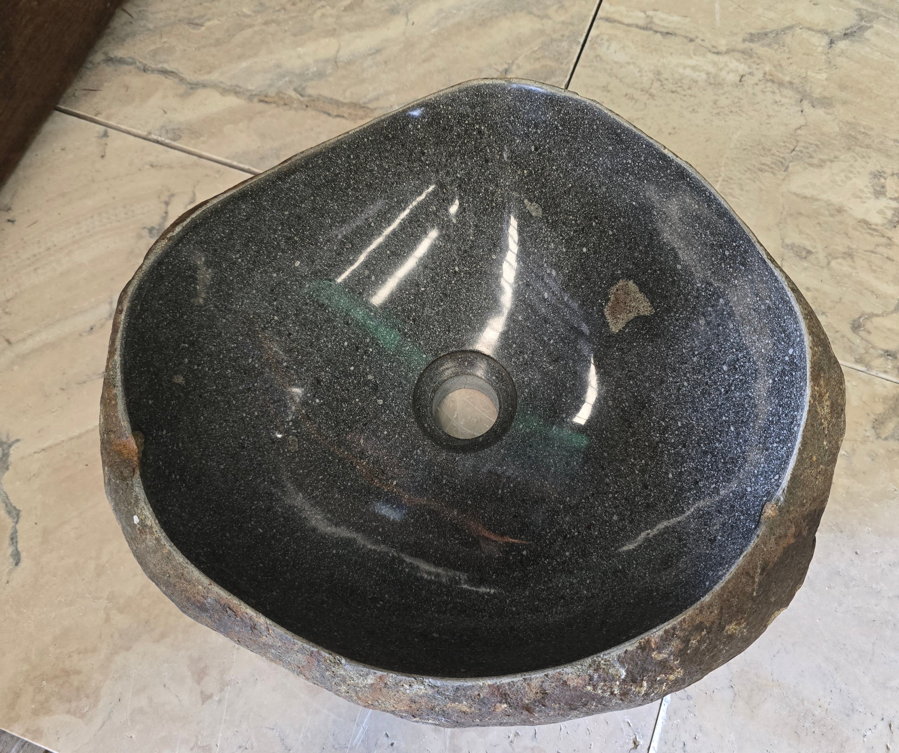 Handmade Natural Oval River Stone  Bathroom Basin  RVS 2409052