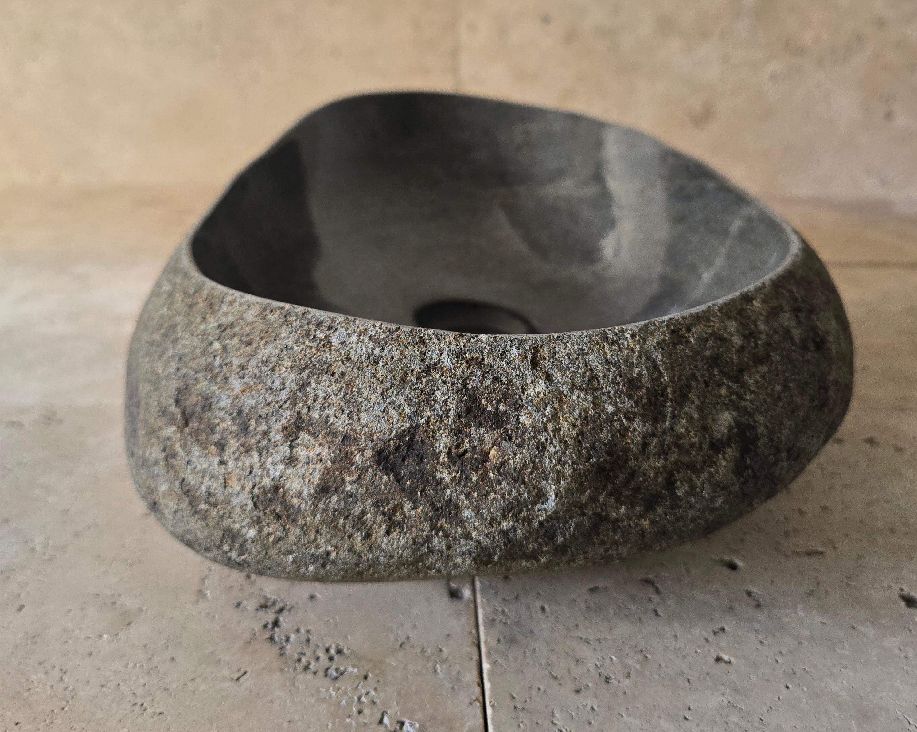 Handmade Natural Oval River Stone  Bathroom Basin  PHM 240913